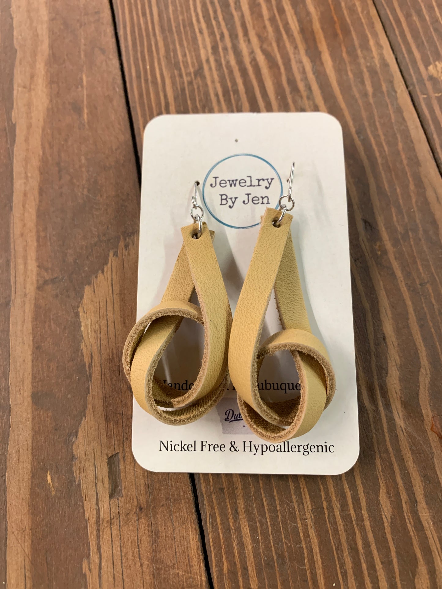 Brown leather knot earrings