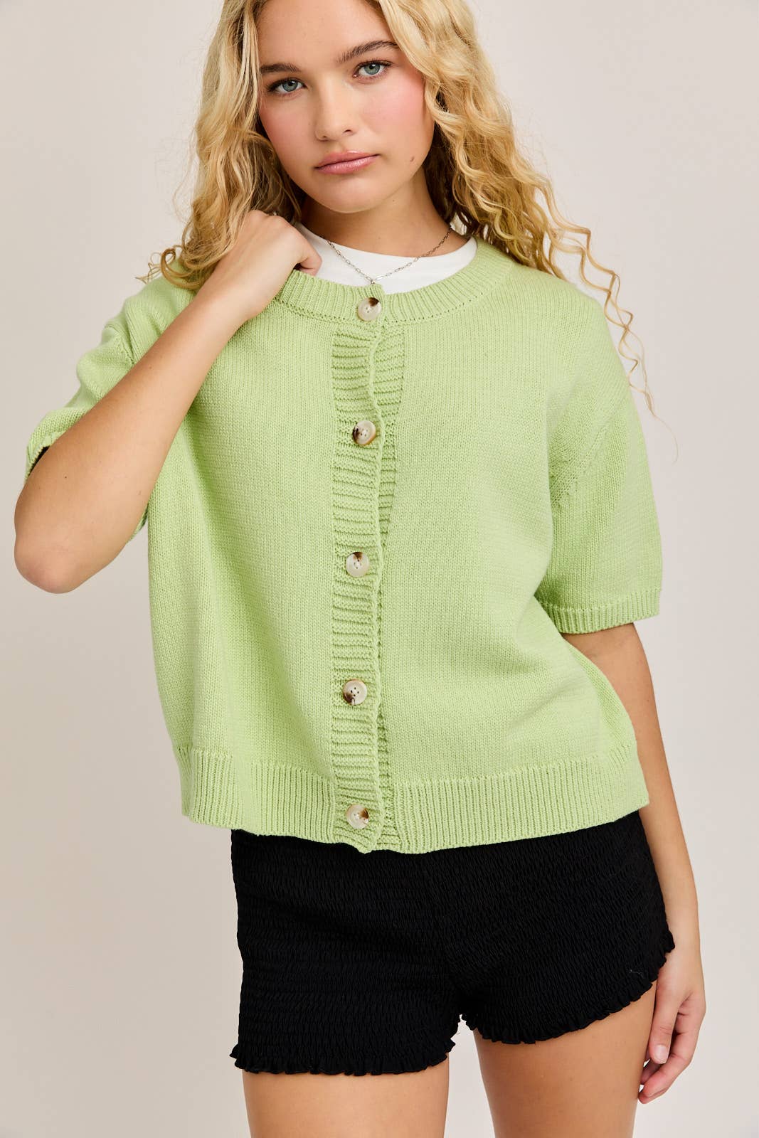 SHORT SLEEVE SWEATER CARDIGAN