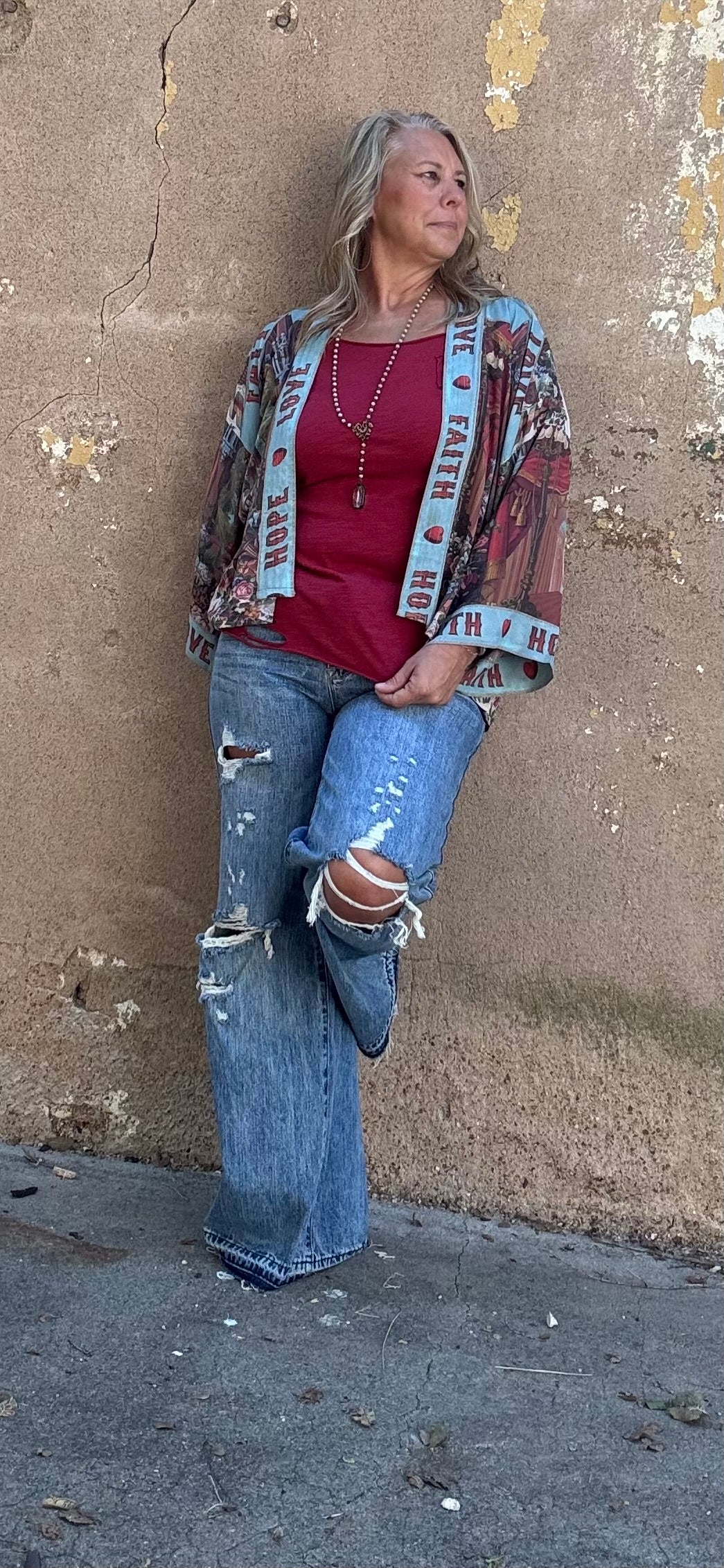 DISTRESSED HIGH RISE RIGID VINTAGE WIDE LEG JEANS