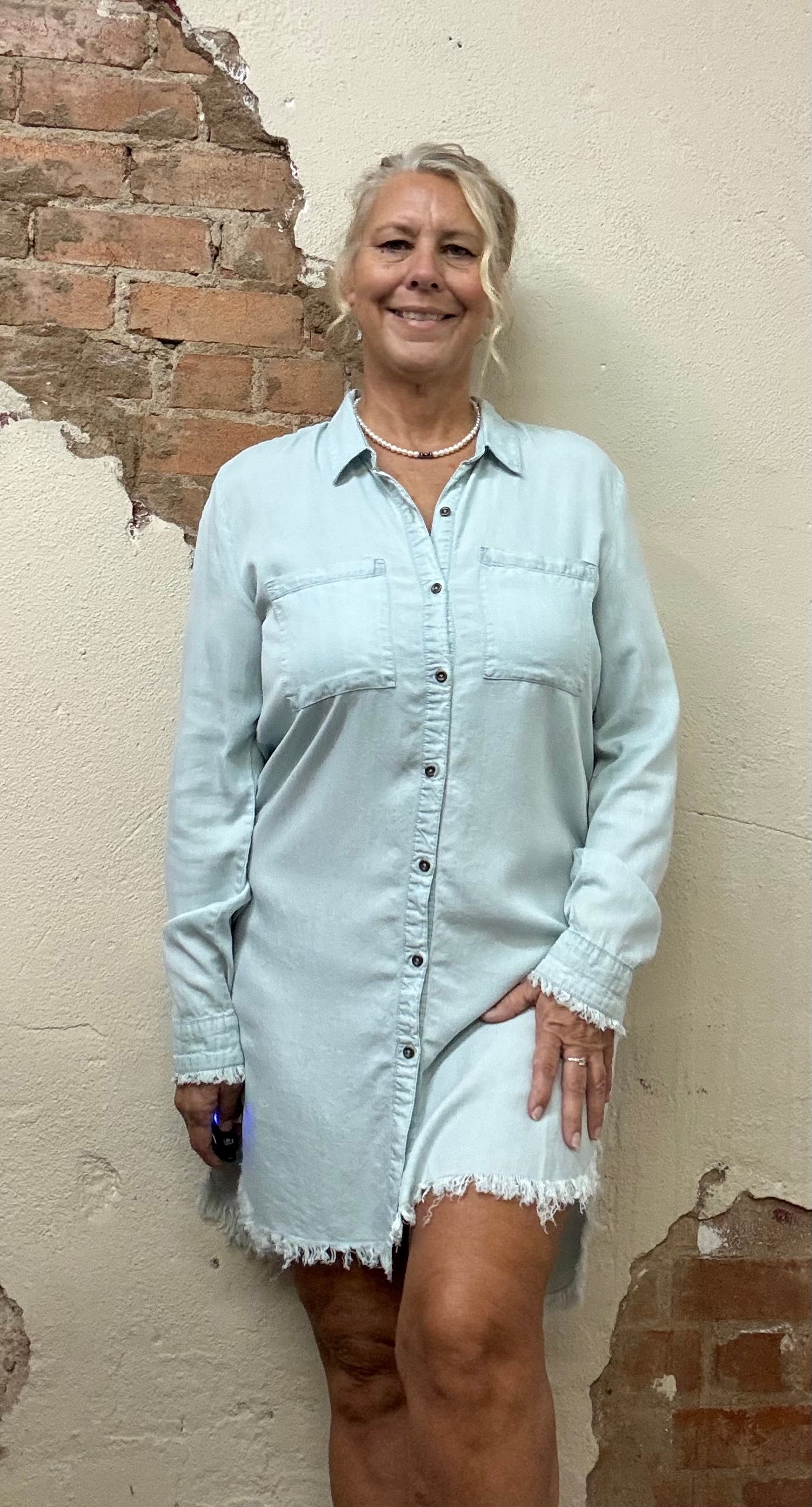 Chambray Button Shirt Dress