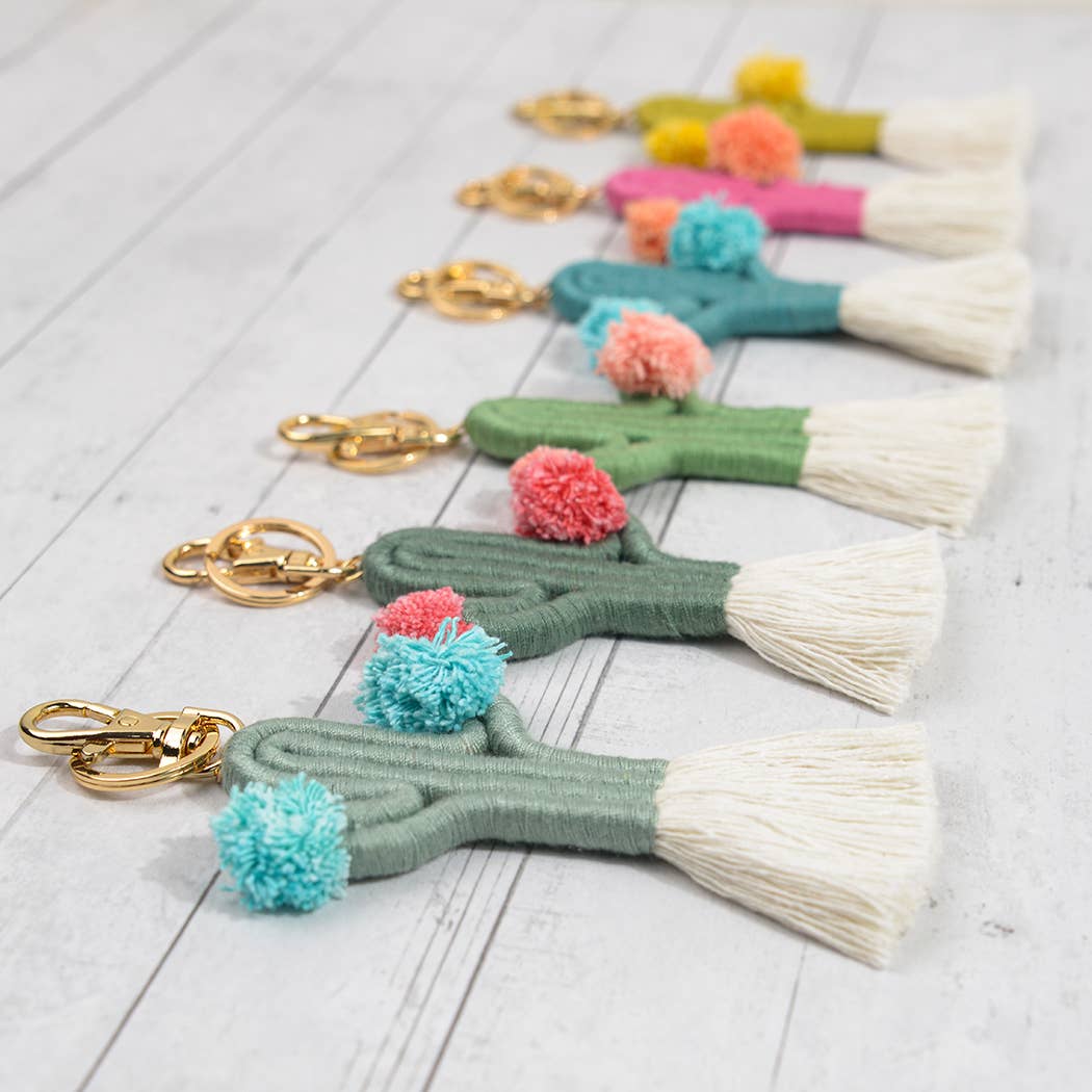 Boho Woven Fringed Cactus Bag Pendant/keychain
