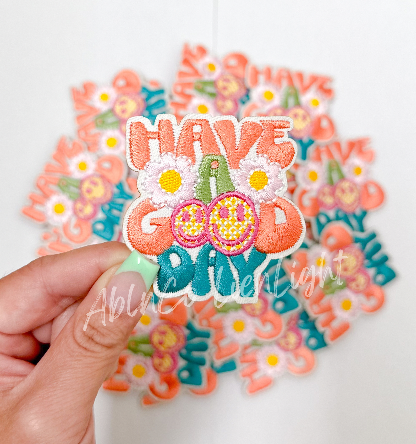Trucker hat embroidery patch have a good day small 3” patch