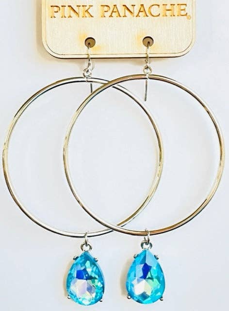 Turquoise blue rhinestone teardrop earring