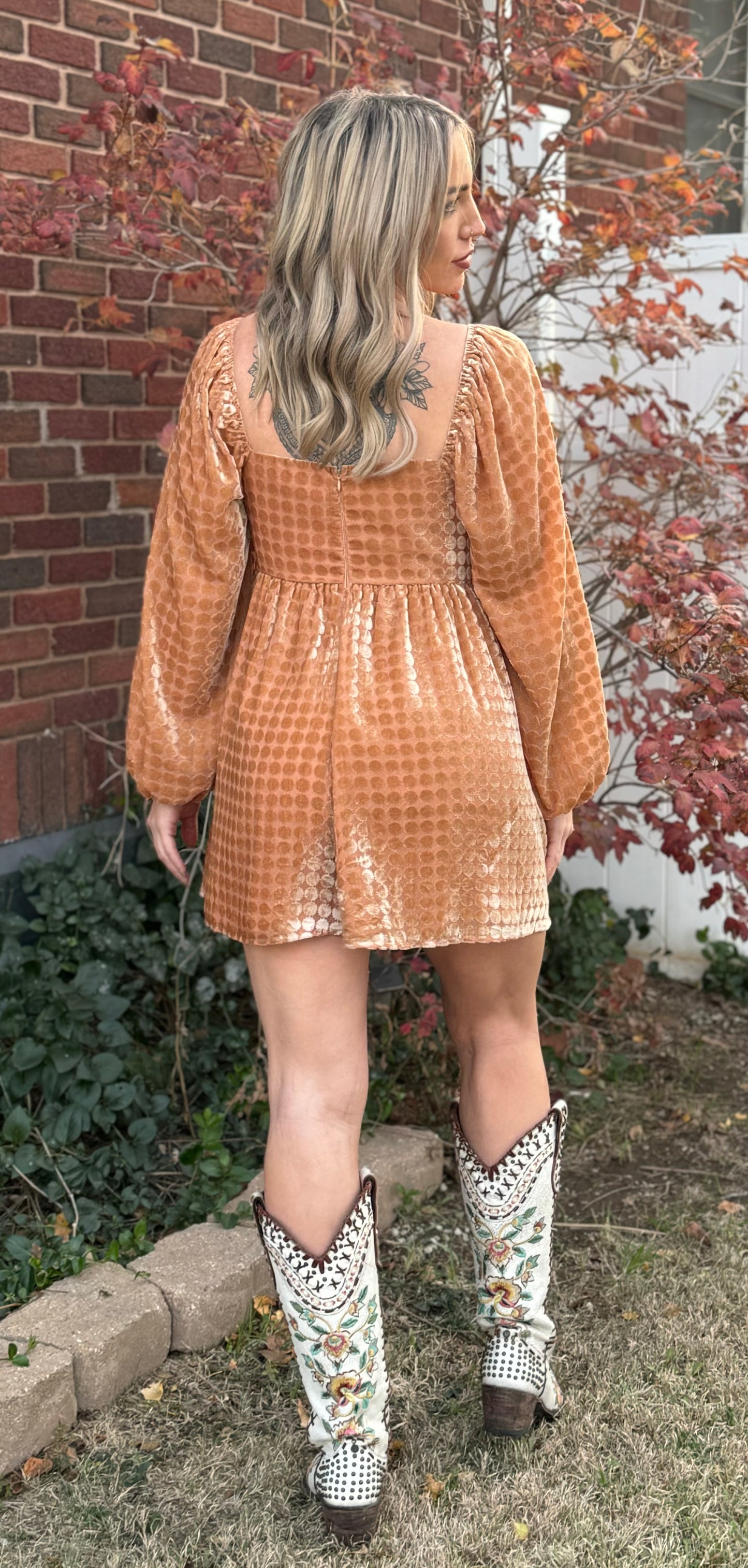 Velvet Long Sleeve Square Neck Flowy Romper