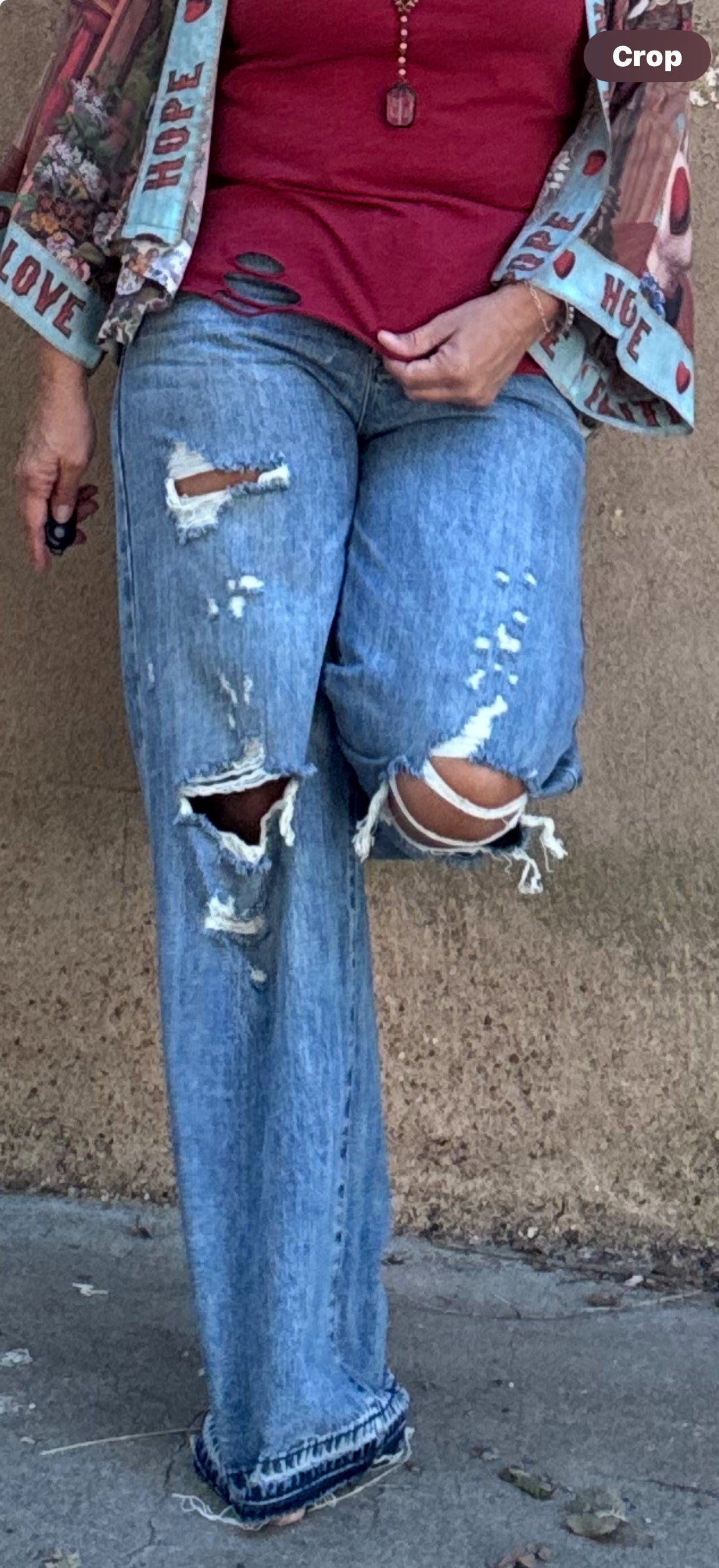 DISTRESSED HIGH RISE RIGID VINTAGE WIDE LEG JEANS