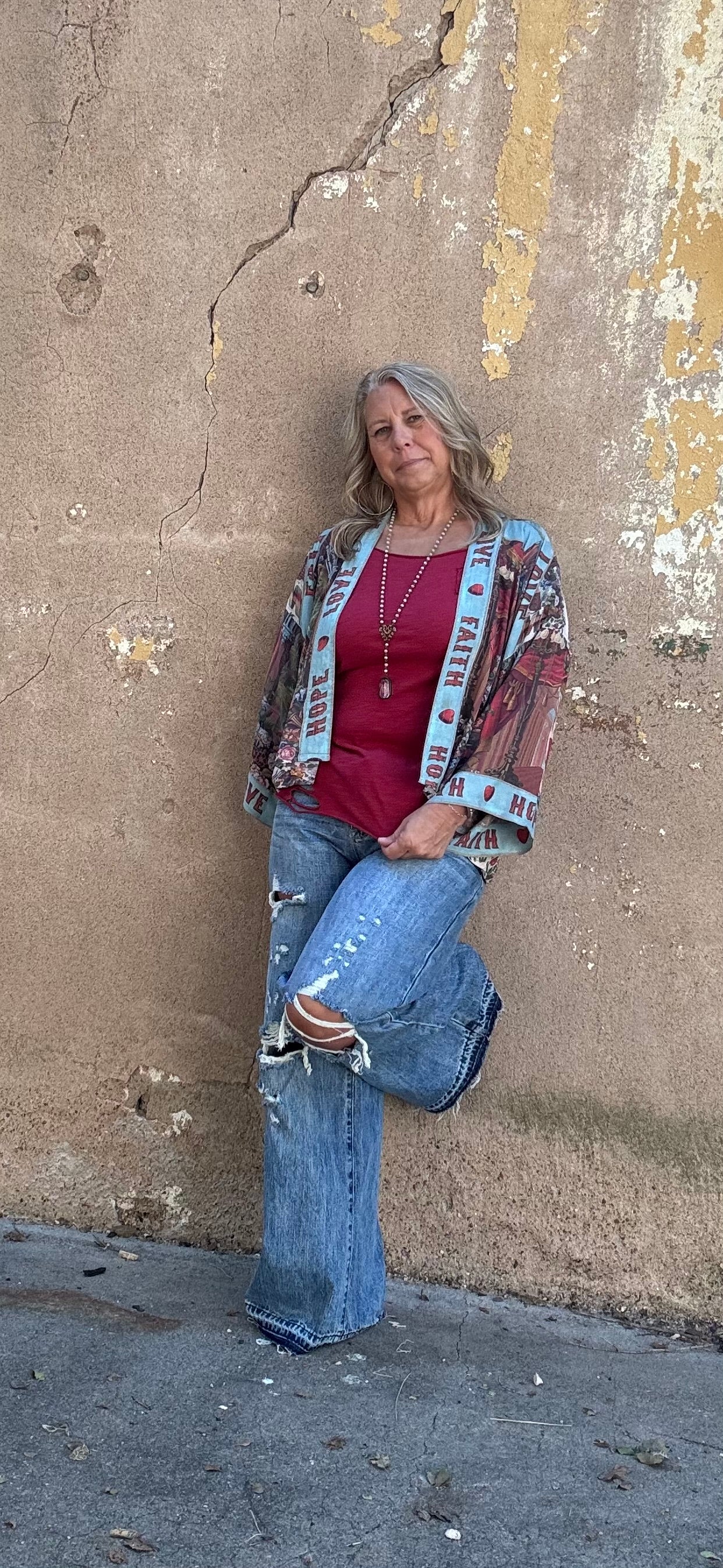 DISTRESSED HIGH RISE RIGID VINTAGE WIDE LEG JEANS