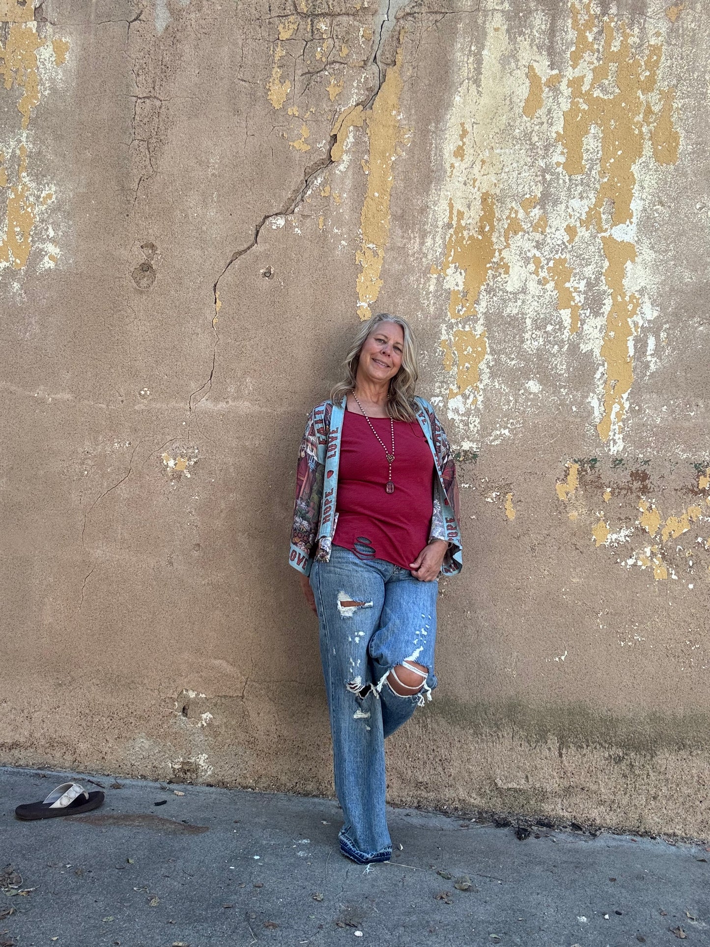 DISTRESSED HIGH RISE RIGID VINTAGE WIDE LEG JEANS
