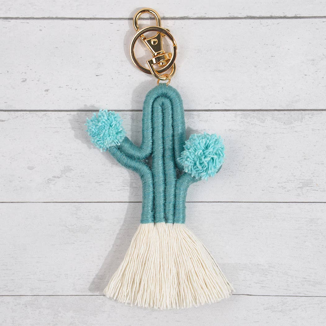 Boho Woven Fringed Cactus Bag Pendant/keychain