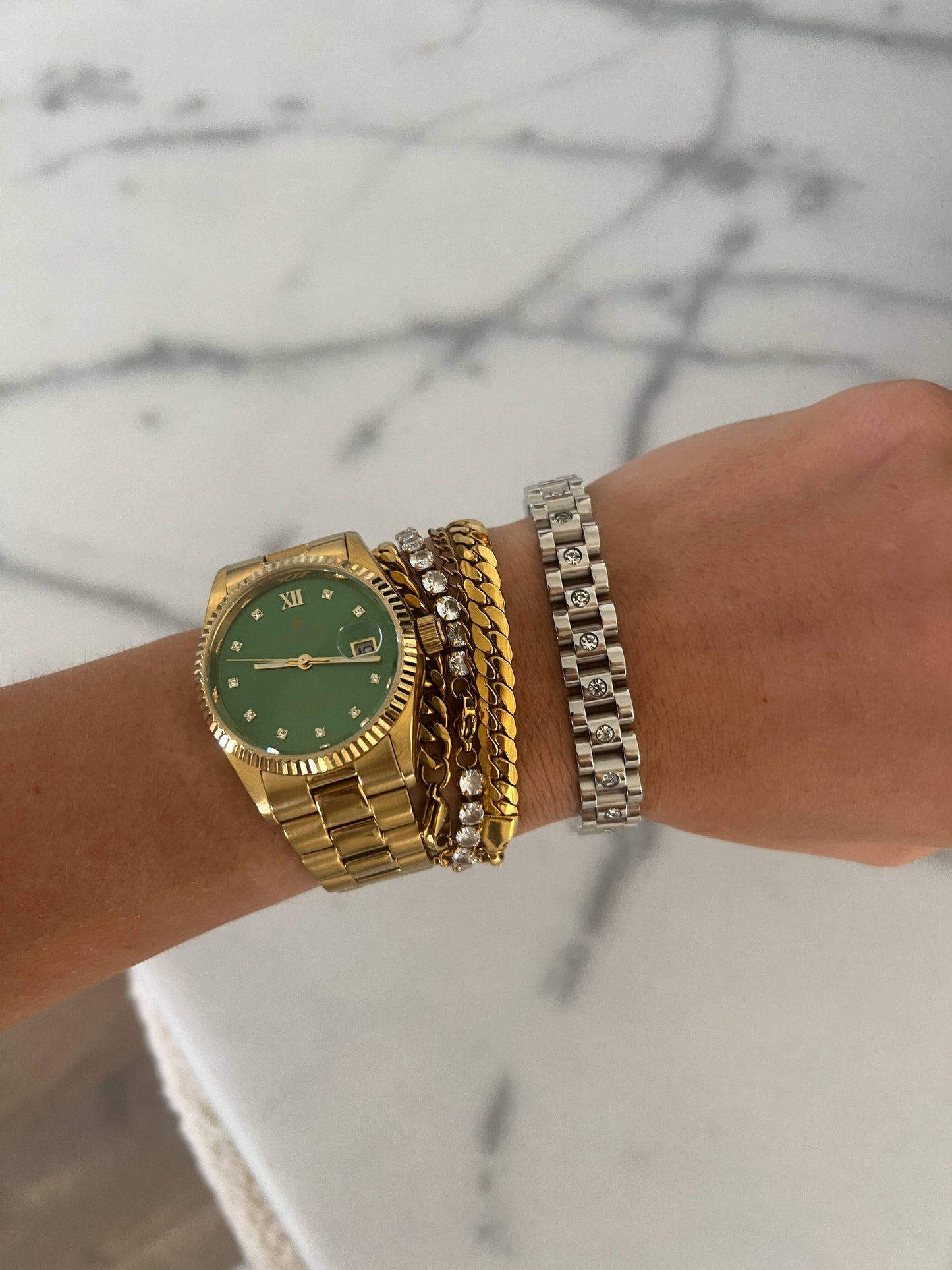 SILVER DIAM0ND WATCH BAND BRACELET