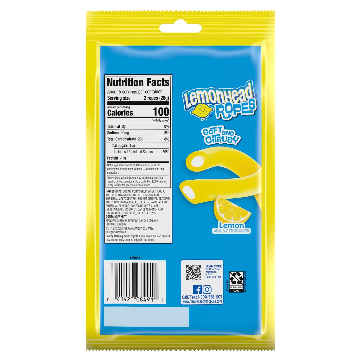 Lemonhead Ropes 5oz,