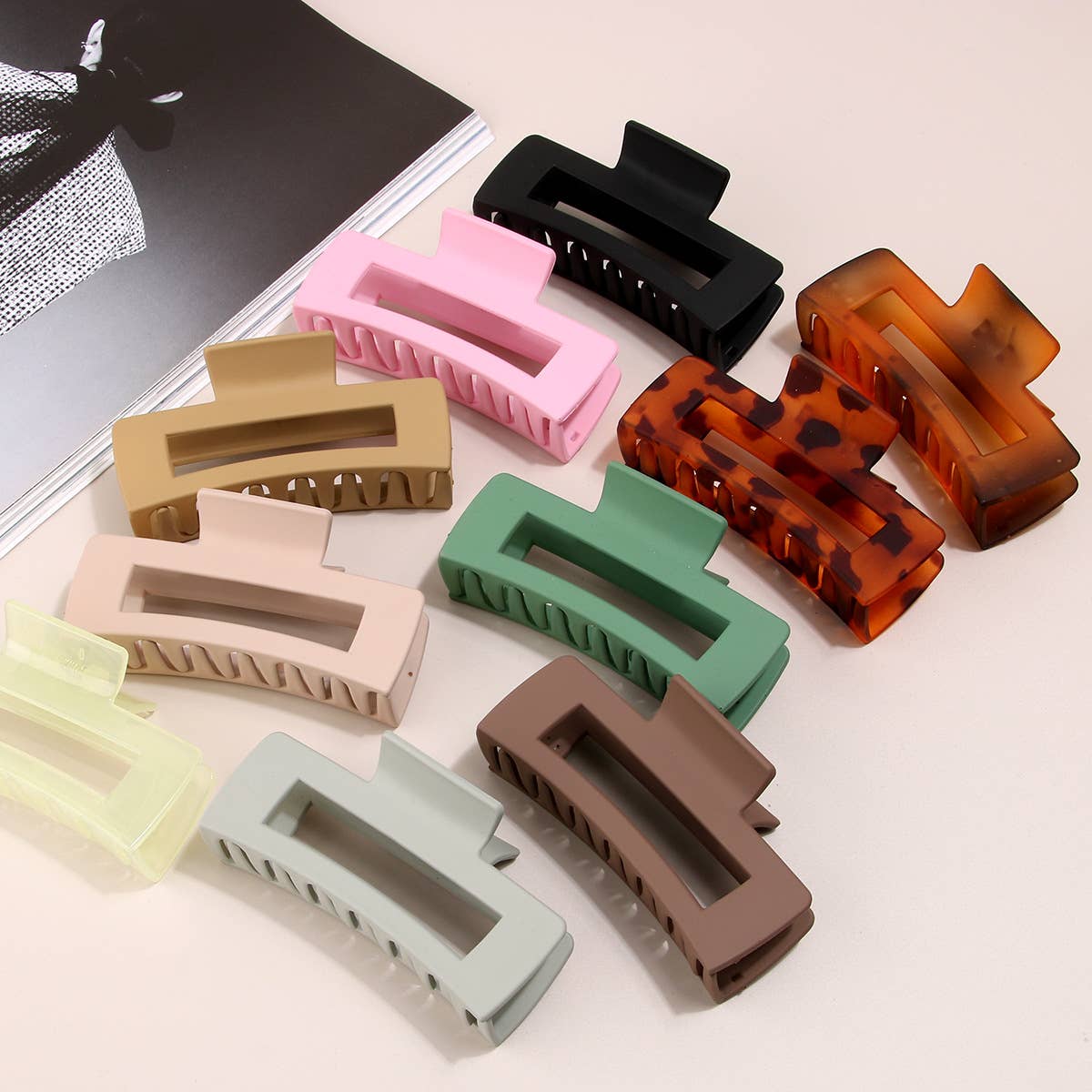 4.13IN SIMPLE RECTANGULAR LARGE HAIR CLAW CLIp