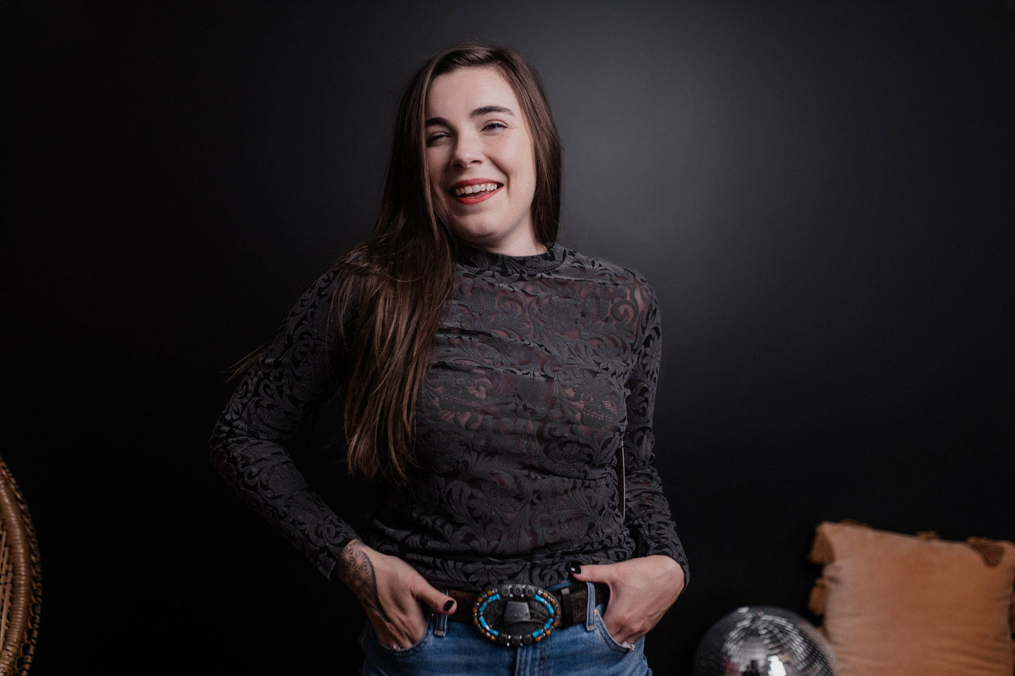 Tooled Leather 3D Printed Mesh Top - Dark Gray