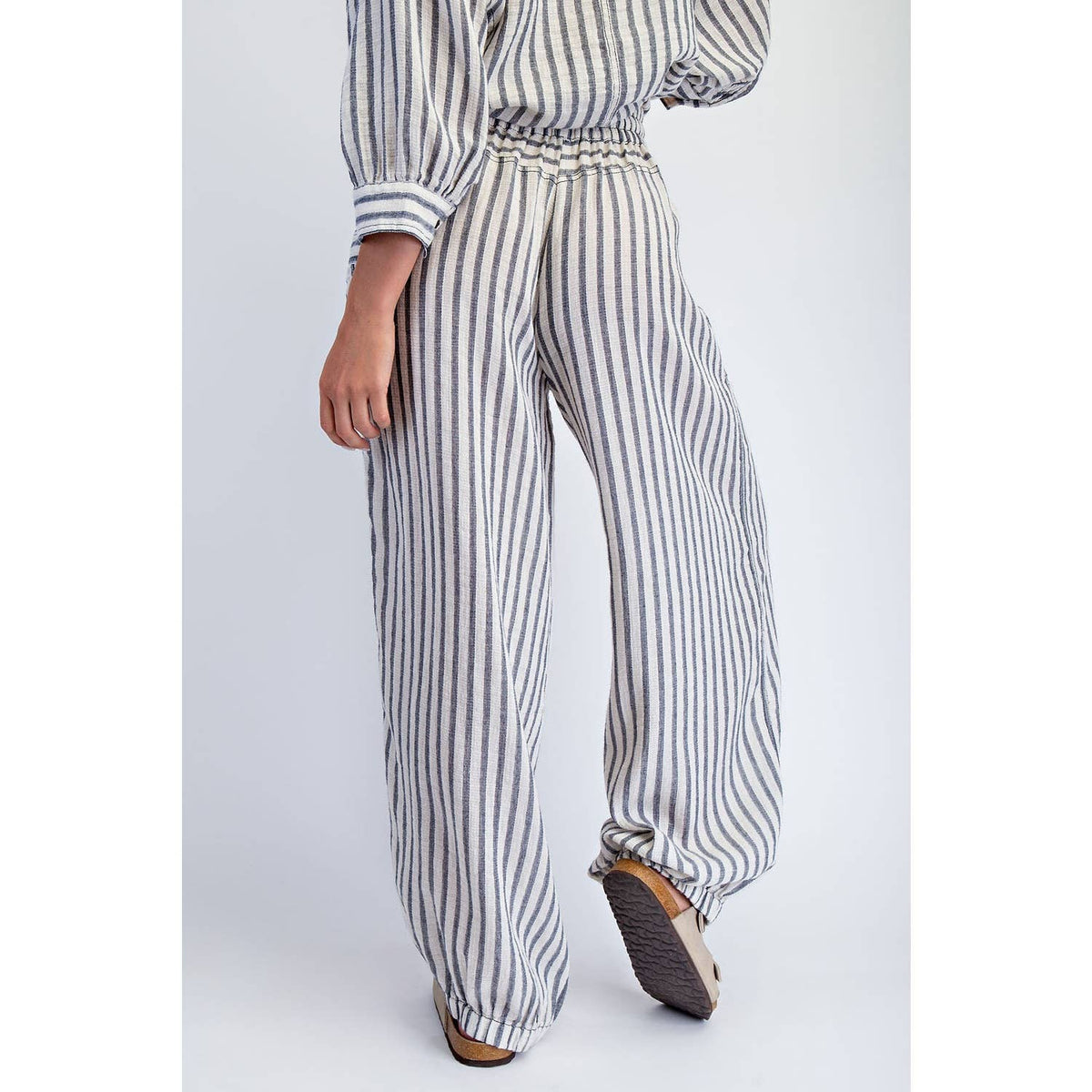 STRIPE SOFT WASH LINEN BLENDED PANTS