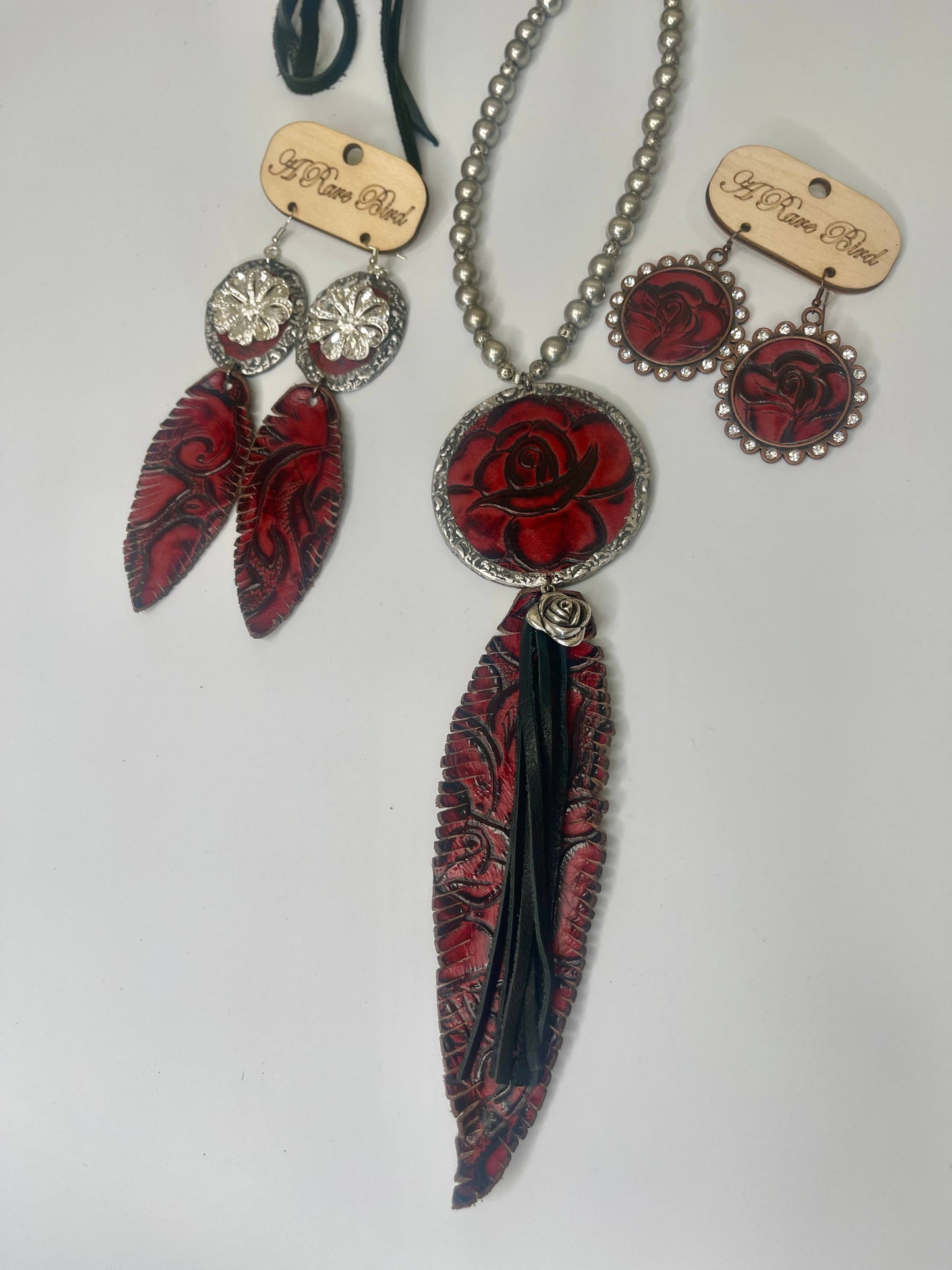 Roses and Feather Earrings