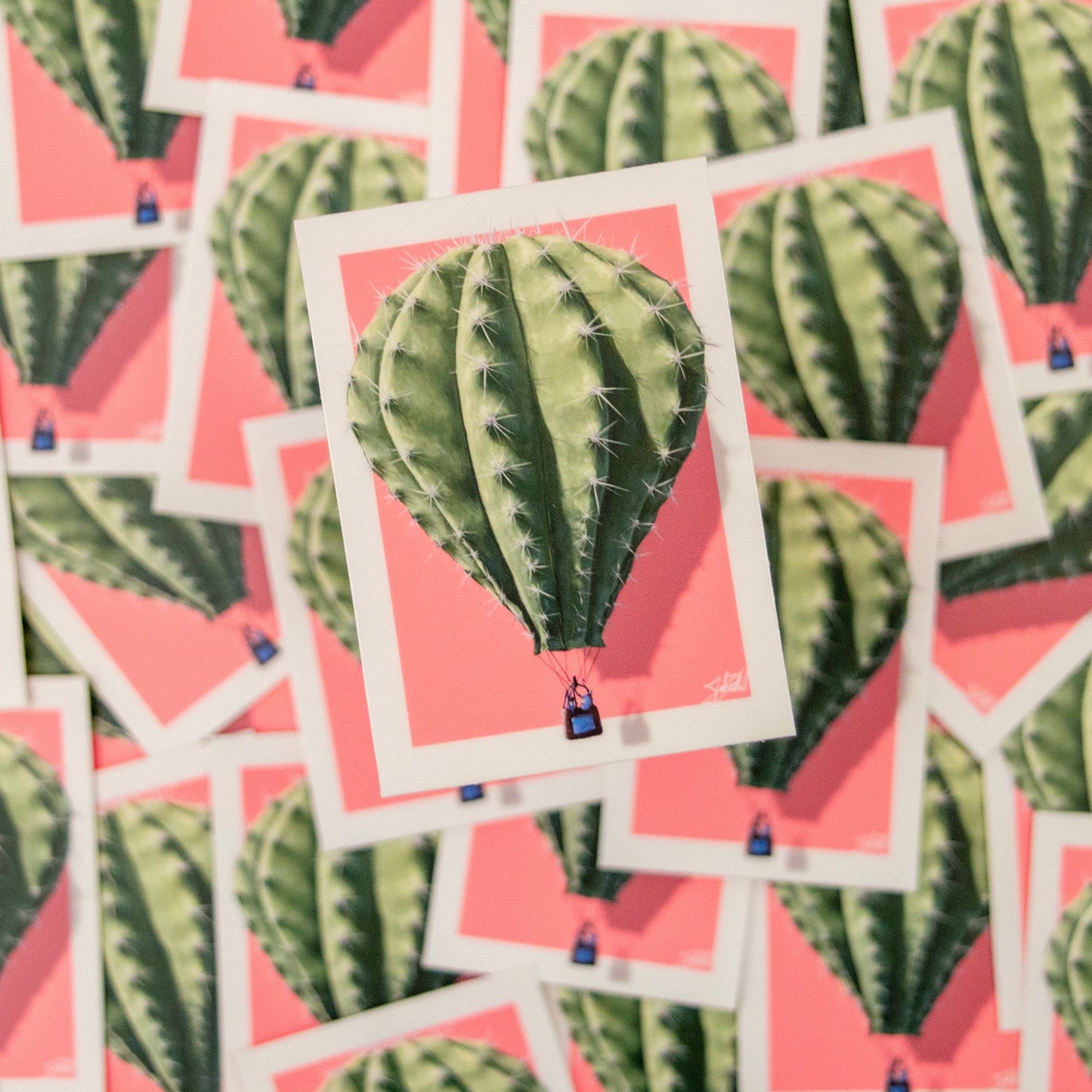 Cactus Hot Air Balloon Sticker