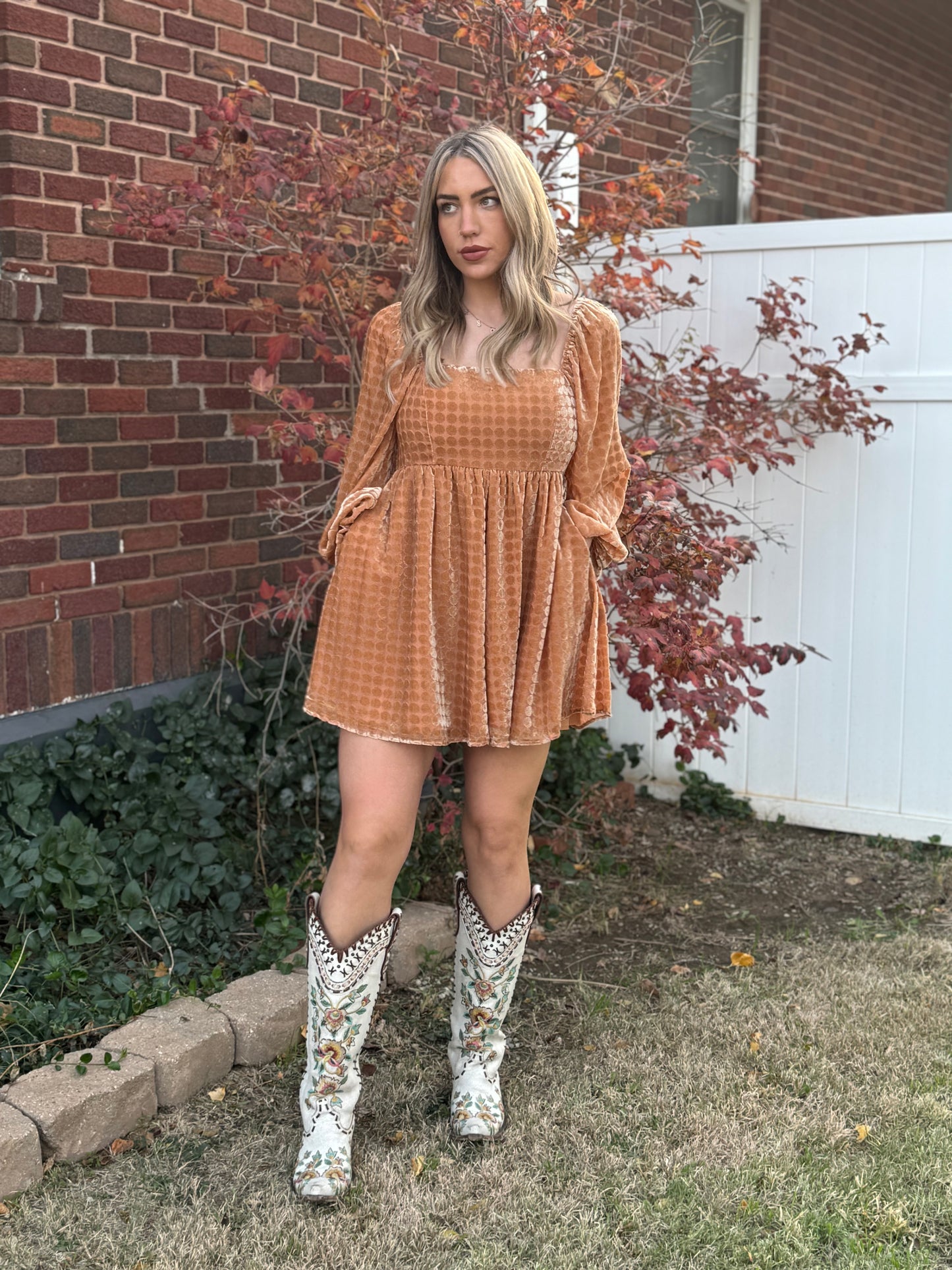 Velvet Long Sleeve Square Neck Flowy Romper
