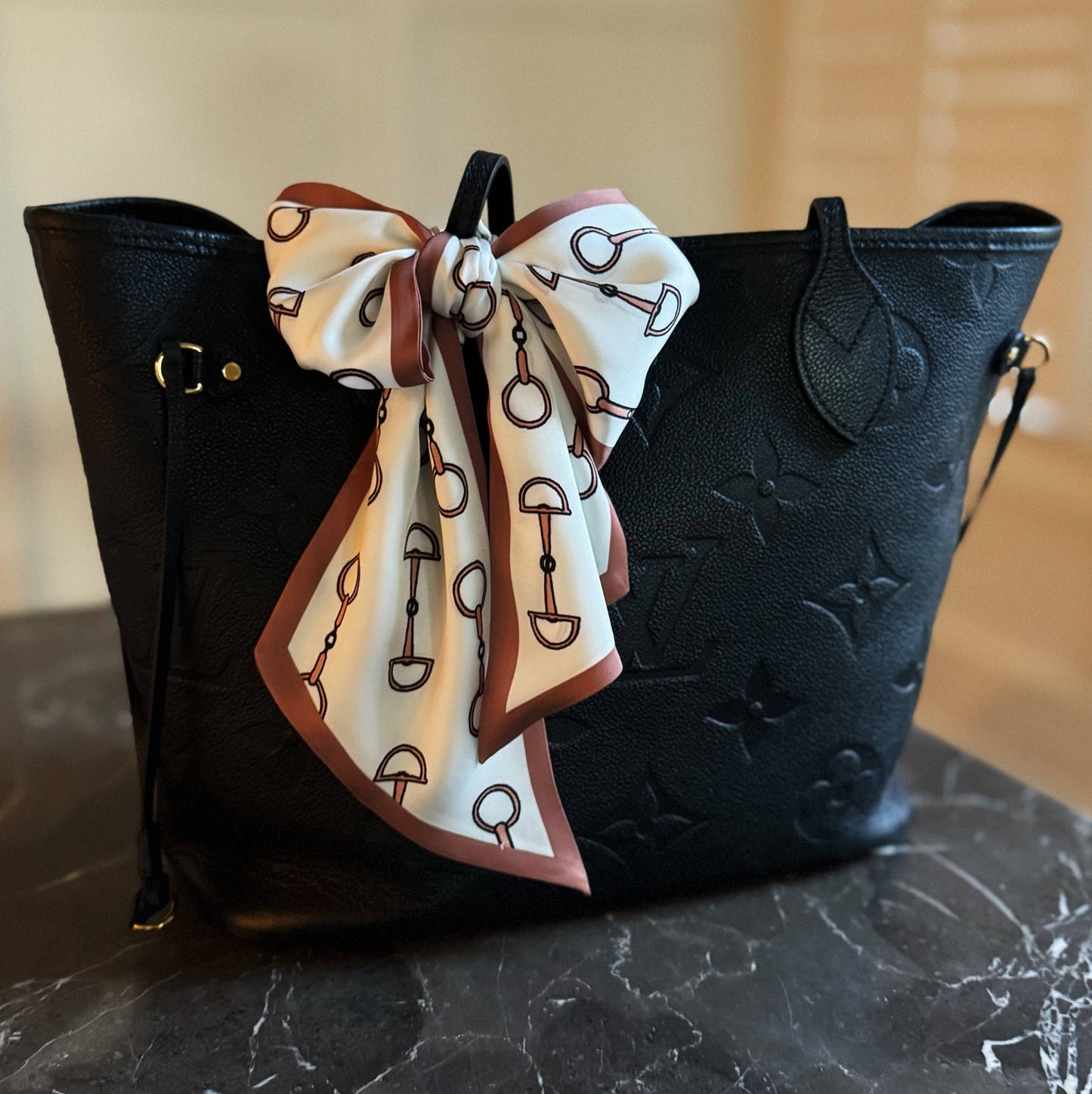 Equestrian Chain Link Border Scarf – Stylish Accent for Neck, Hair & Bags