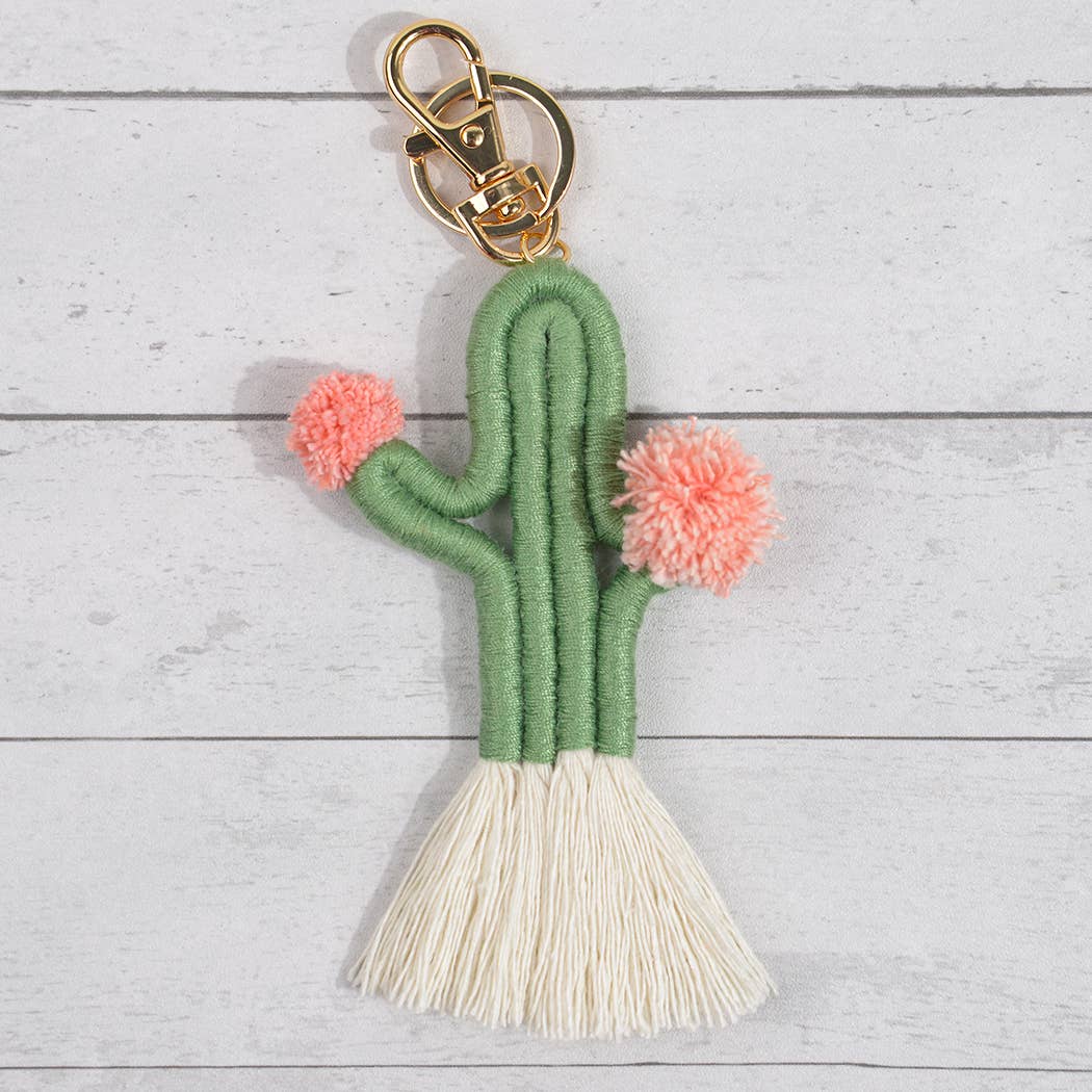 Boho Woven Fringed Cactus Bag Pendant/keychain