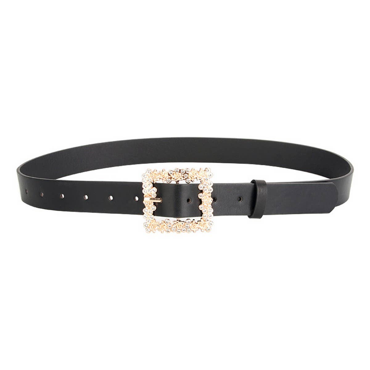 ROSE PATTERN RHINESTONE BUCKLE BELTS FOR WOMEN