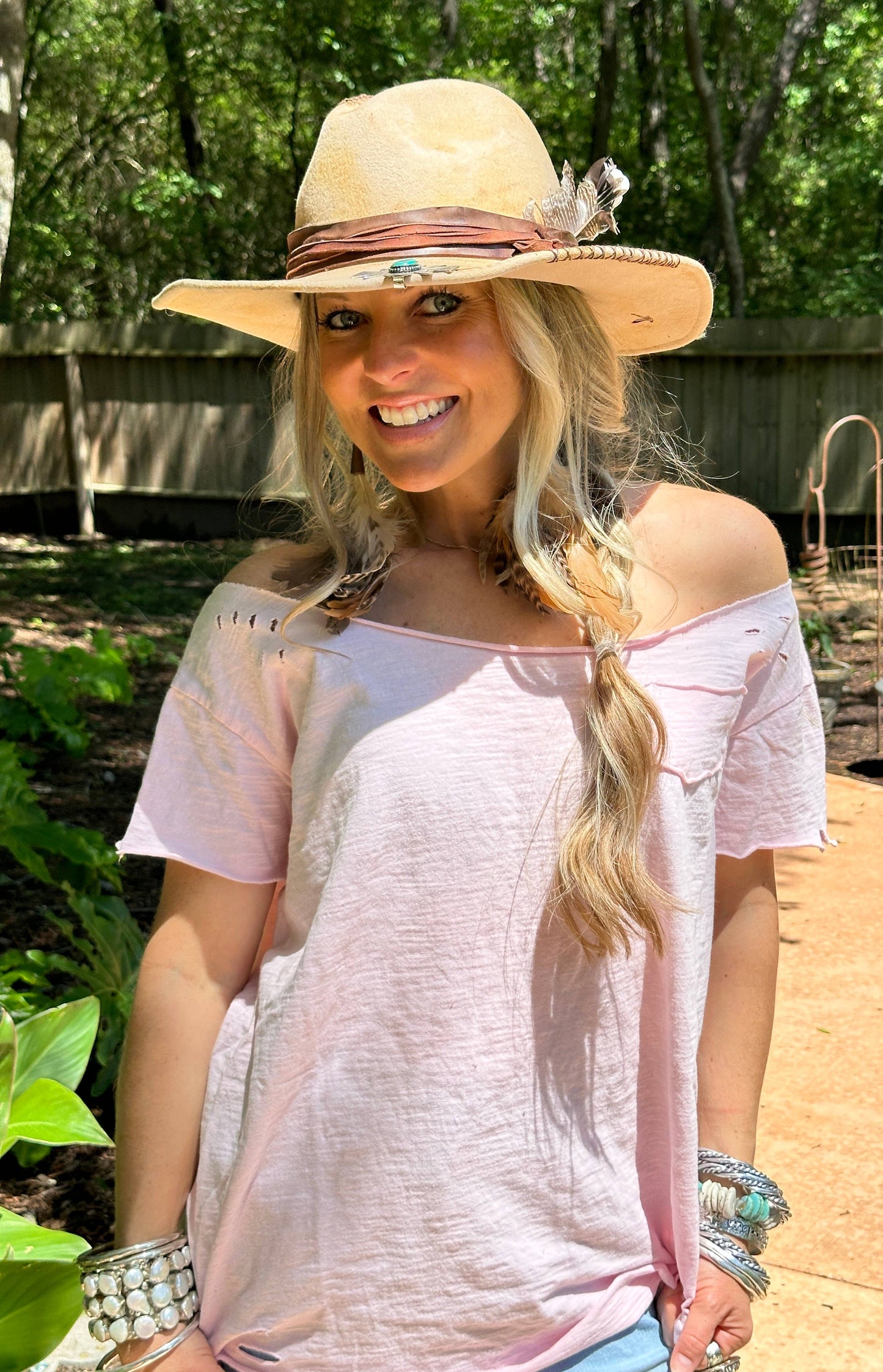 Light Pink Ripped Tattered Shirt