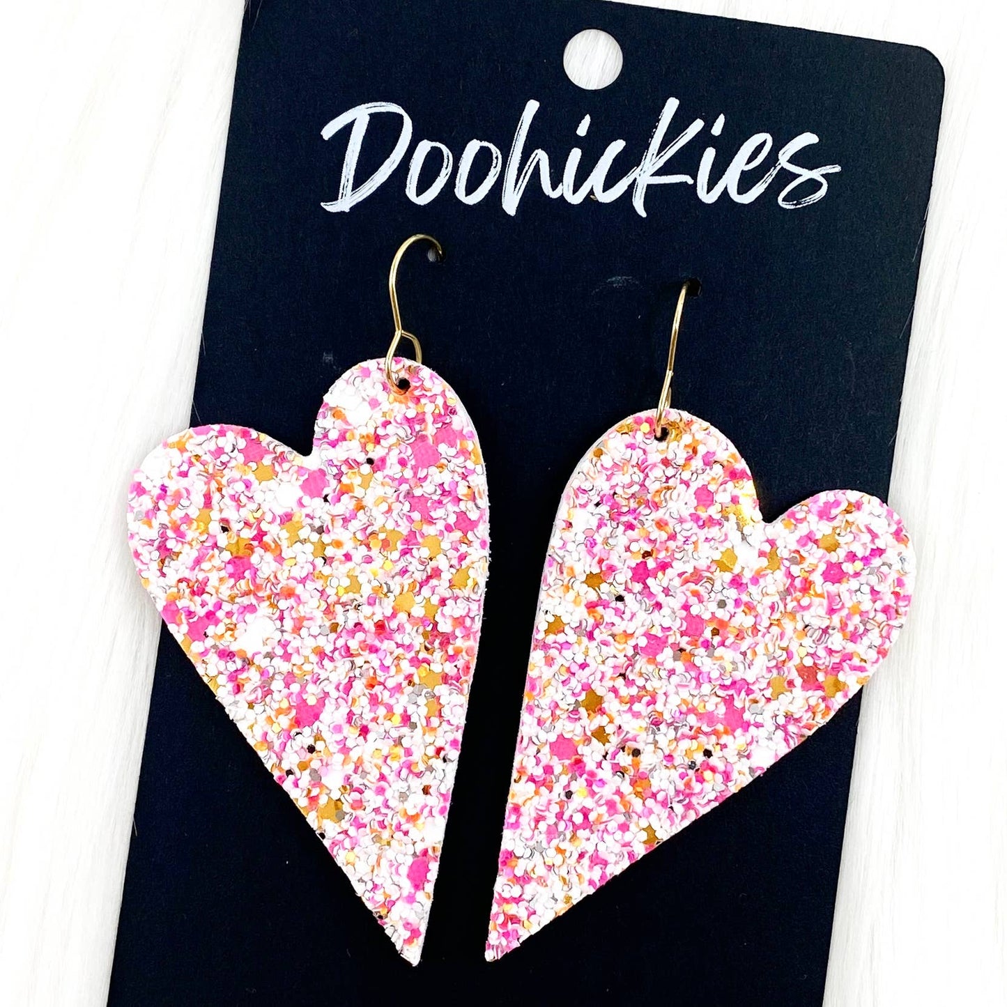 2.5" Valentine Cotton Candy Glitter Hearts (leather) -Earrin