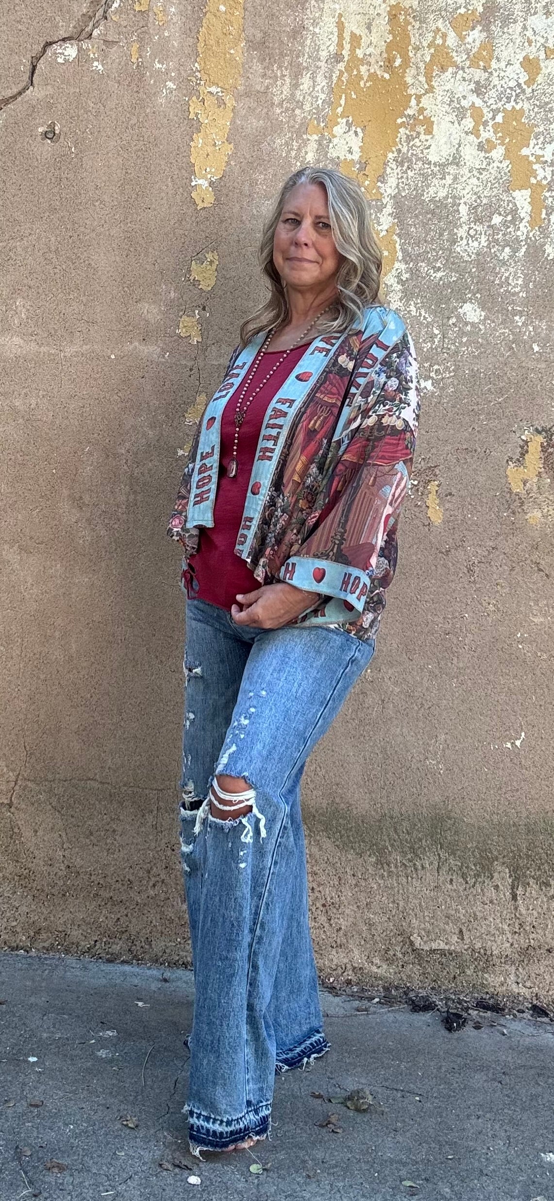 DISTRESSED HIGH RISE RIGID VINTAGE WIDE LEG JEANS