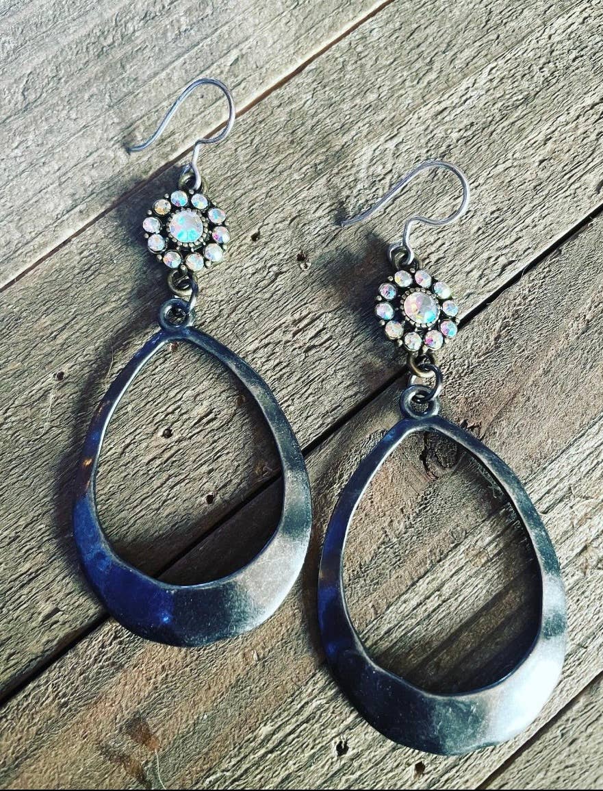 Silver oval hoop earrings