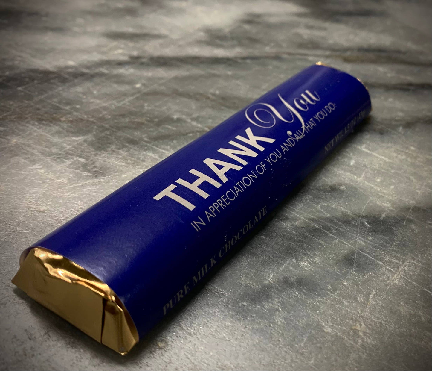 -Chocolate Bar “Thank You” Milk Chocolate w/ Gold Wrapper