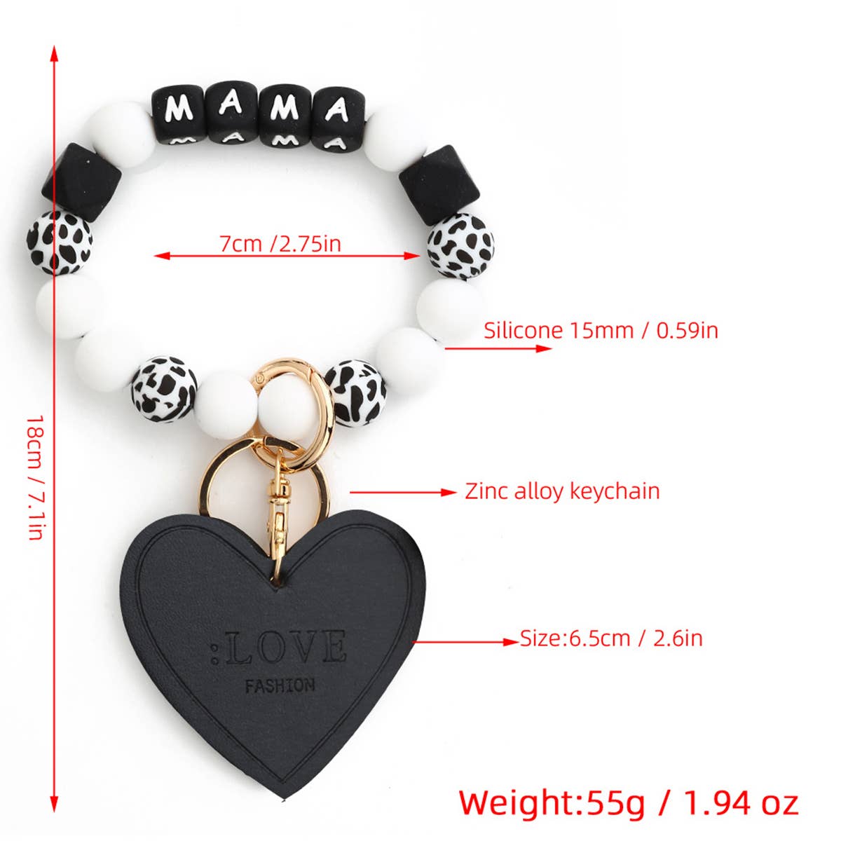 Mama BRACELET SILICONE BEAD KEYCHAIN