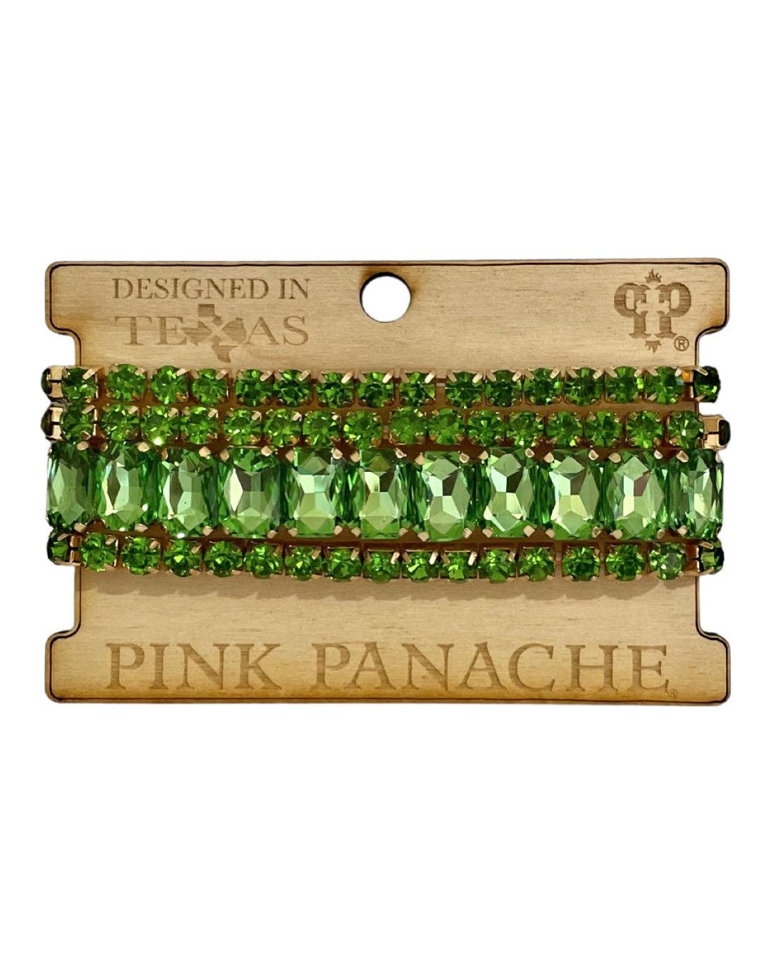 Green rhinestone curvy bracelet set 1CNC P128