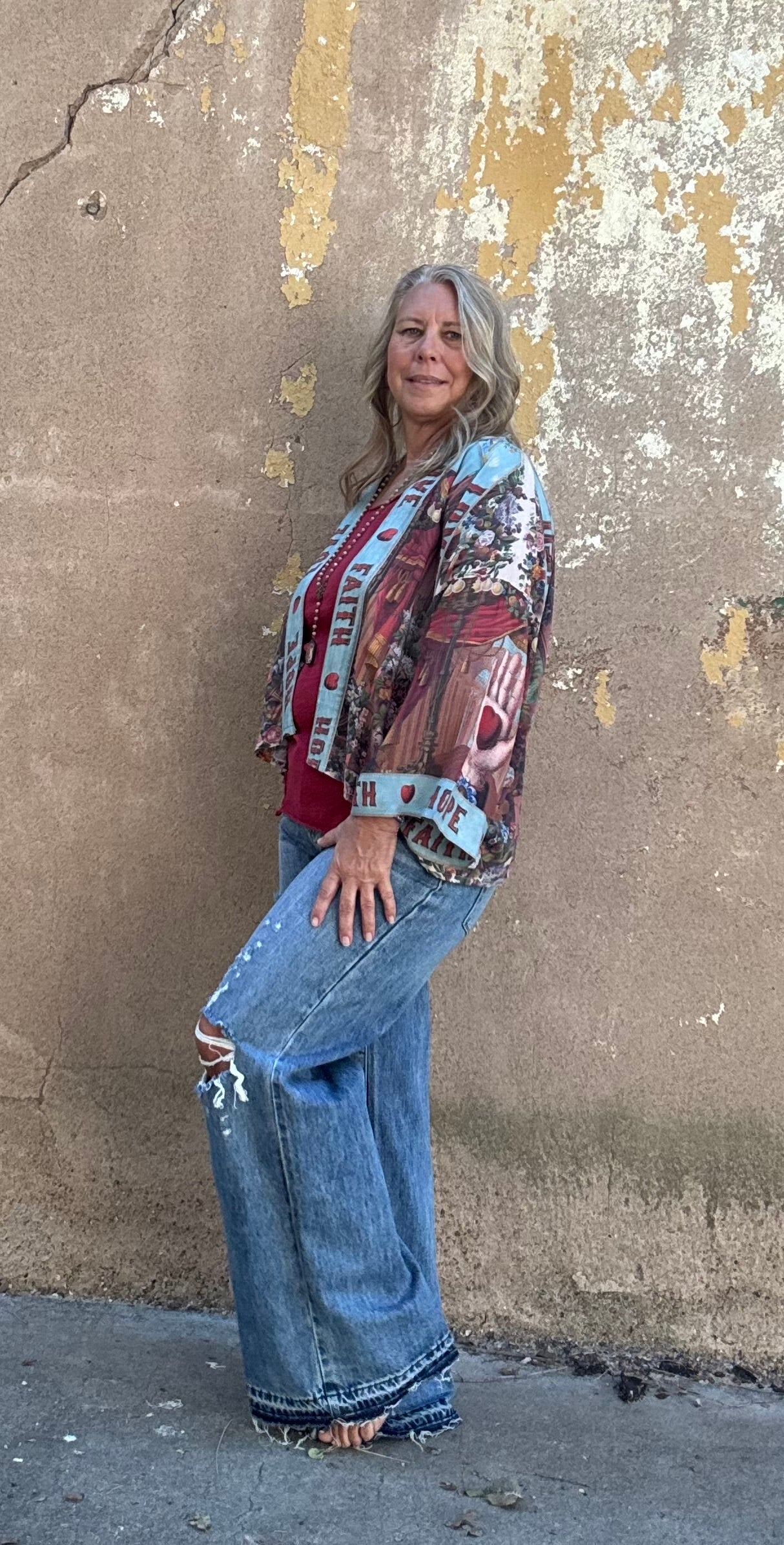 DISTRESSED HIGH RISE RIGID VINTAGE WIDE LEG JEANS