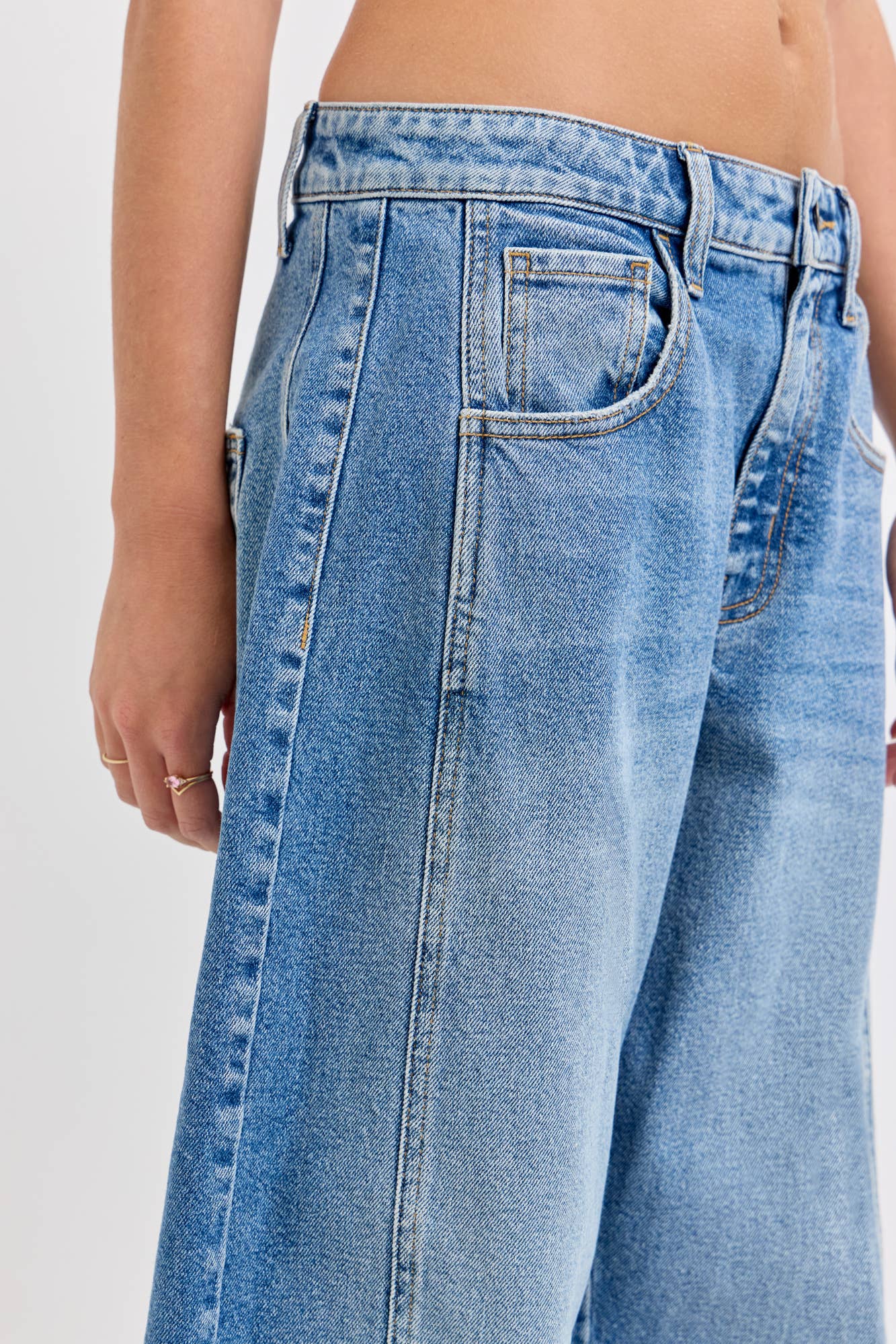 Mid Waisted Barrel Leg with Long Inseam