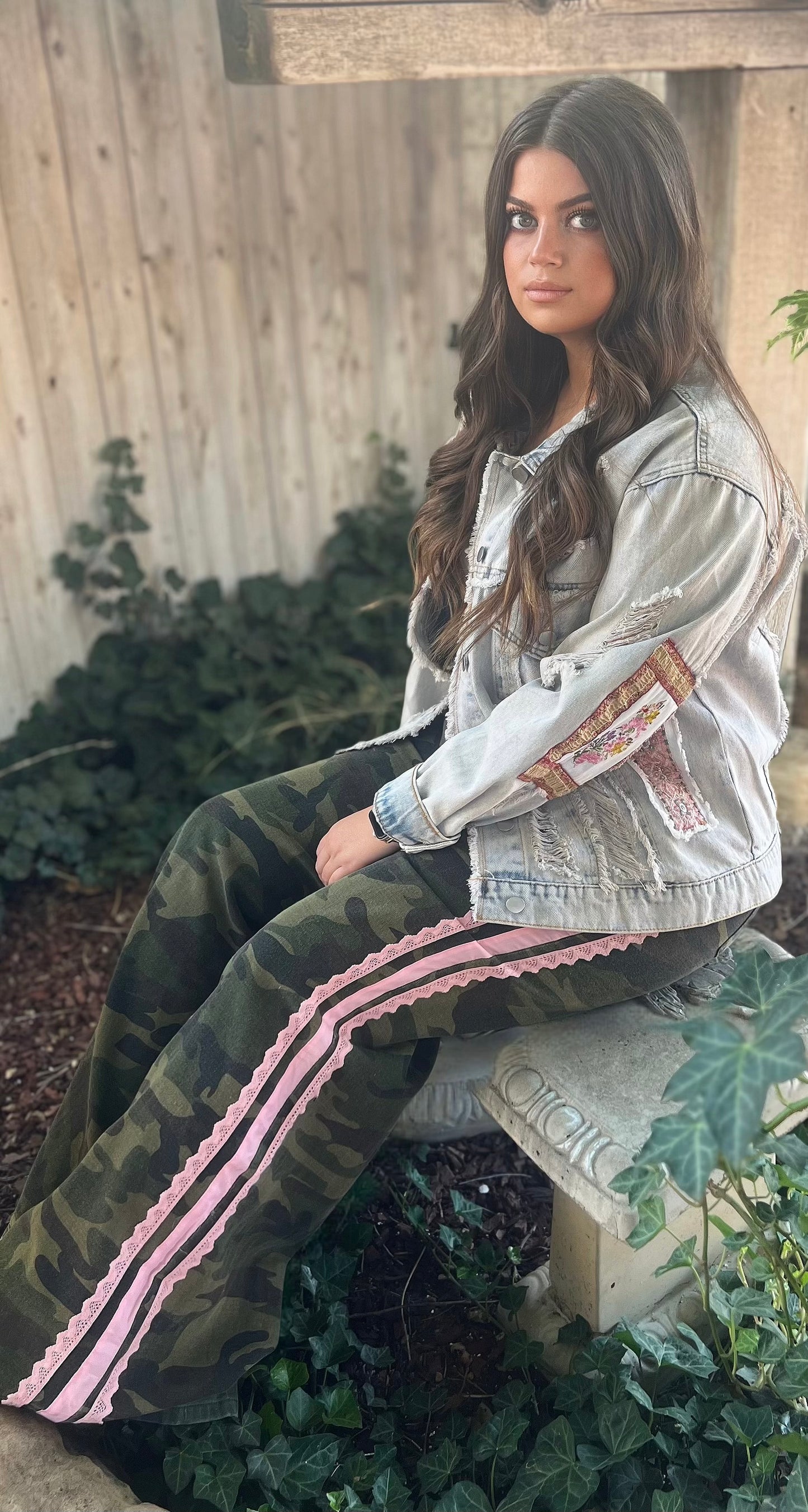 Washed Camo Printed Cotton Pants