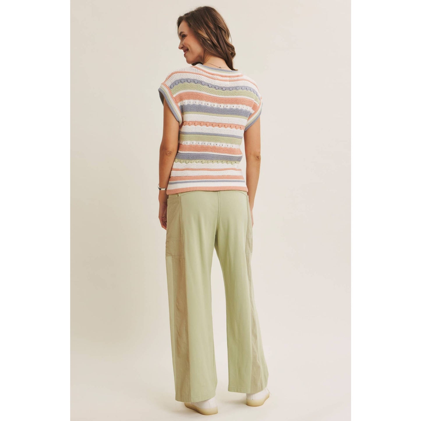 EASY BREEZY MADE FOR LAID BACK DAYS STRIPE SWEATER VEST