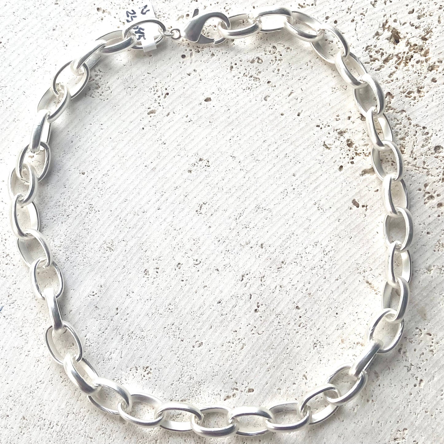 Chunky necklace matte silver statement piece