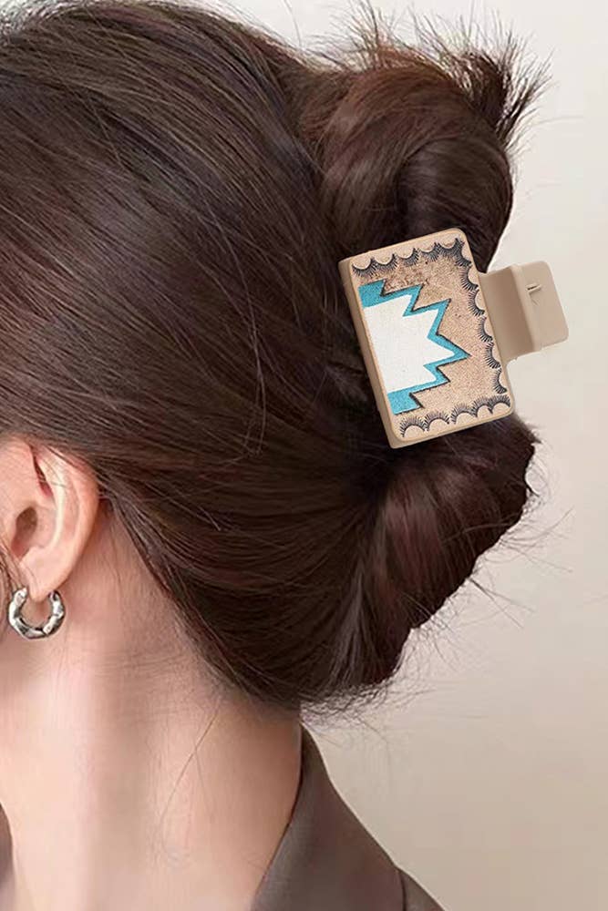 Western Print PU Claw Clip