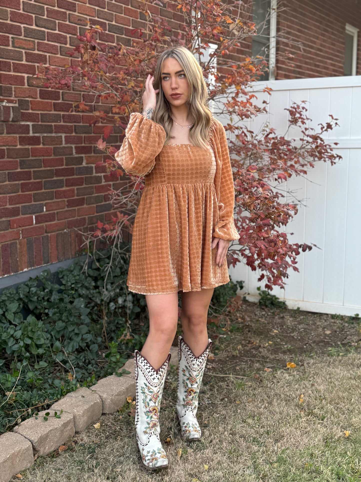 Velvet Long Sleeve Square Neck Flowy Romper