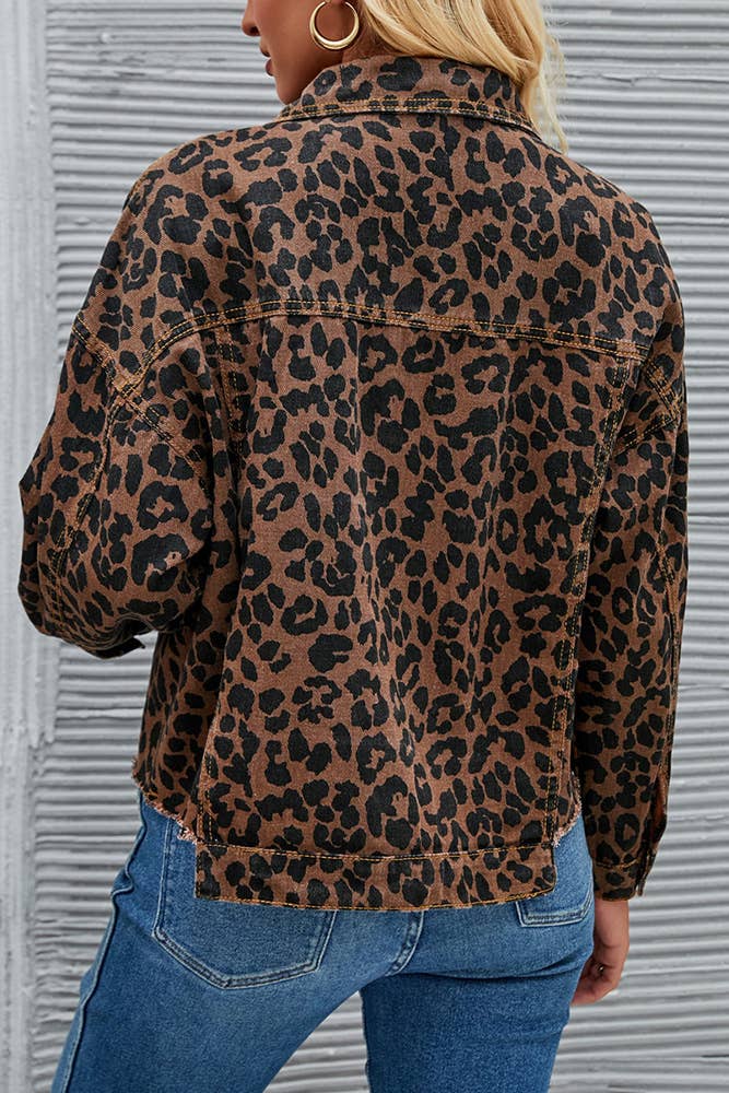Leopard Short Denim Jacket