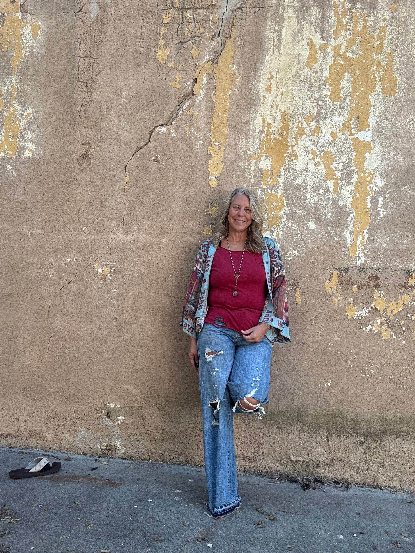 DISTRESSED HIGH RISE RIGID VINTAGE WIDE LEG JEANS