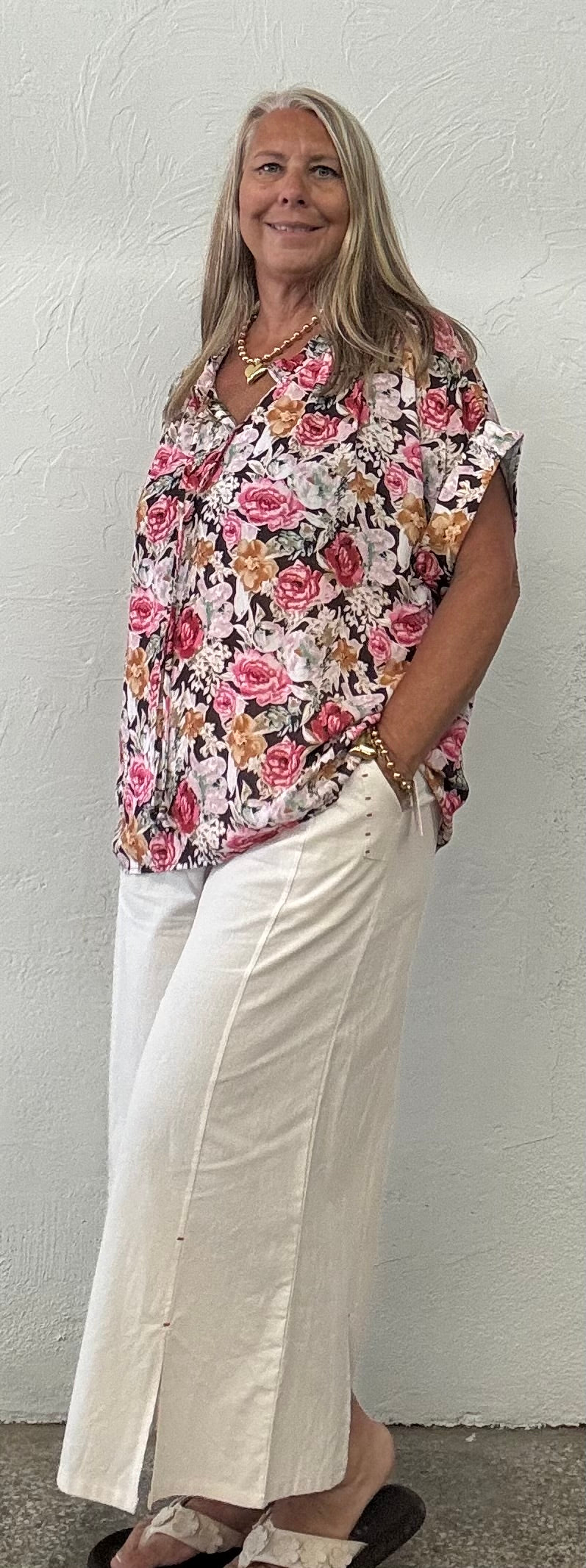 Solid Color Casual Loose Fit Nine-Point Wide Leg Pants