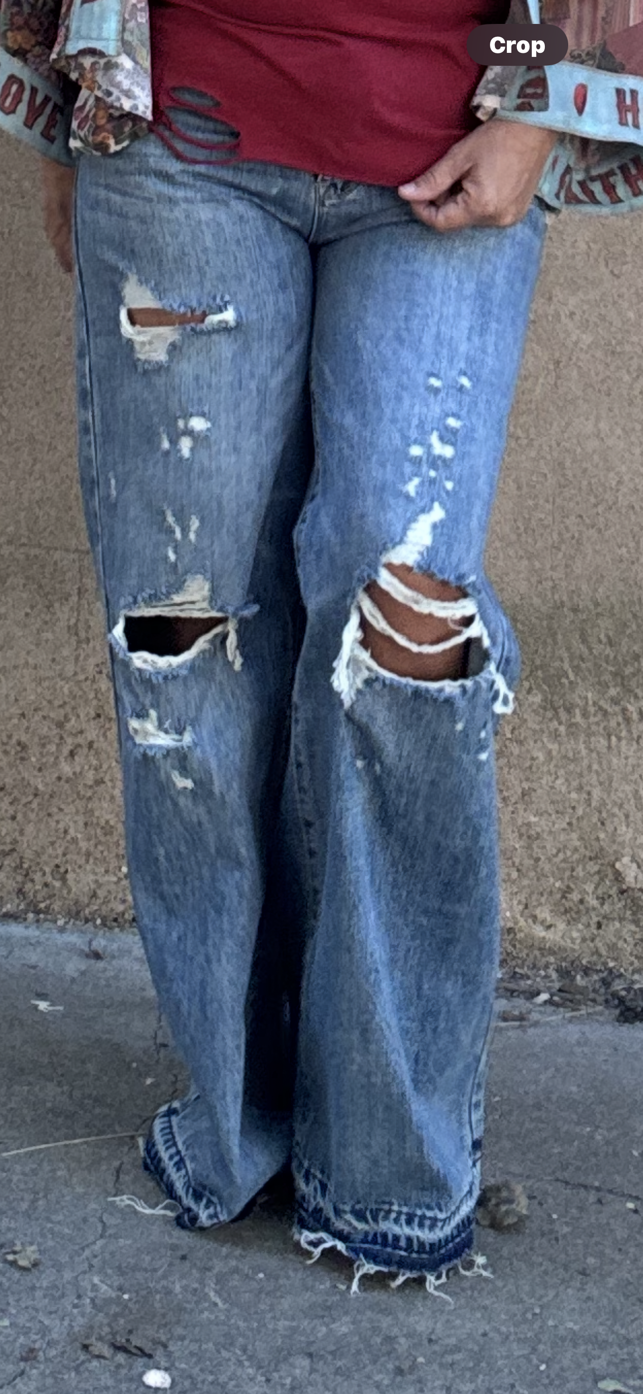 DISTRESSED HIGH RISE RIGID VINTAGE WIDE LEG JEANS