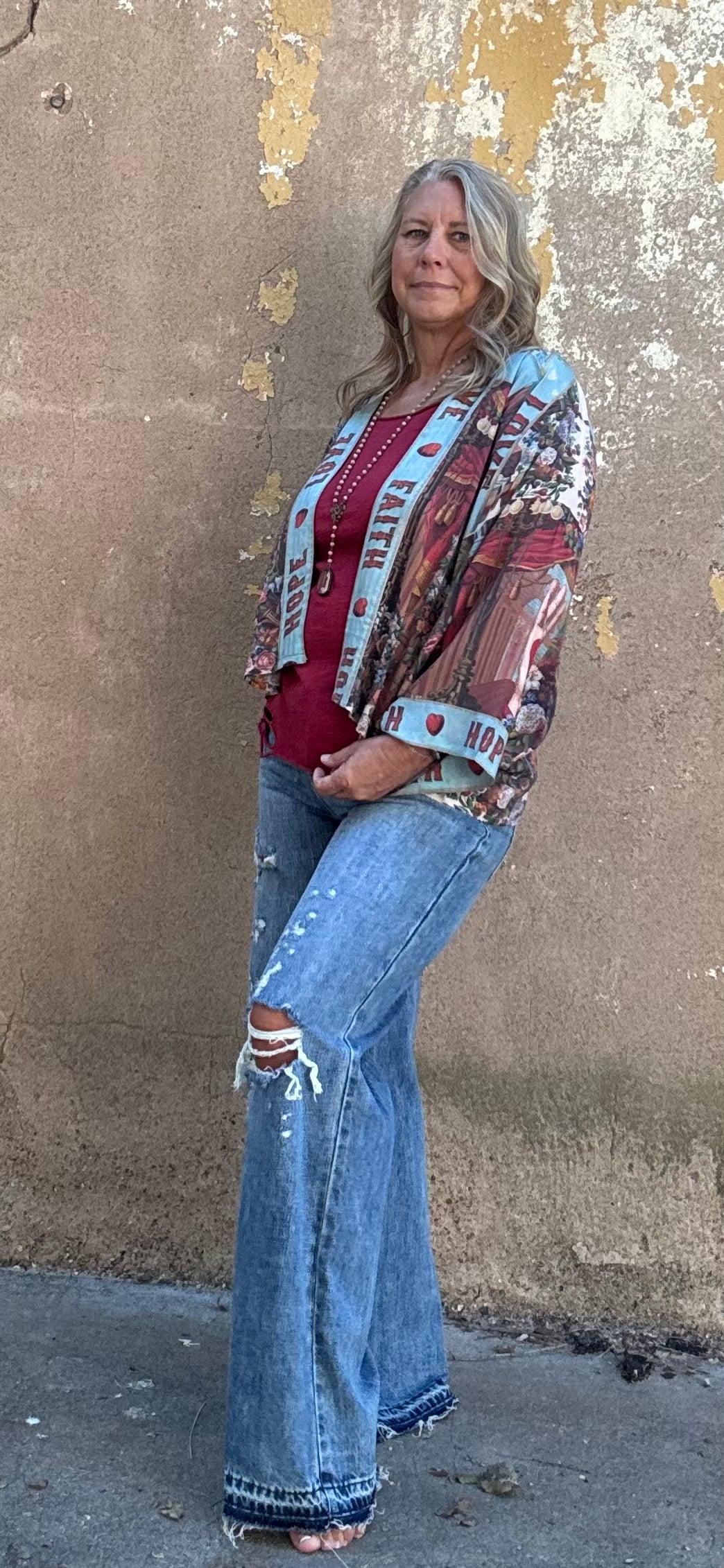 DISTRESSED HIGH RISE RIGID VINTAGE WIDE LEG JEANS
