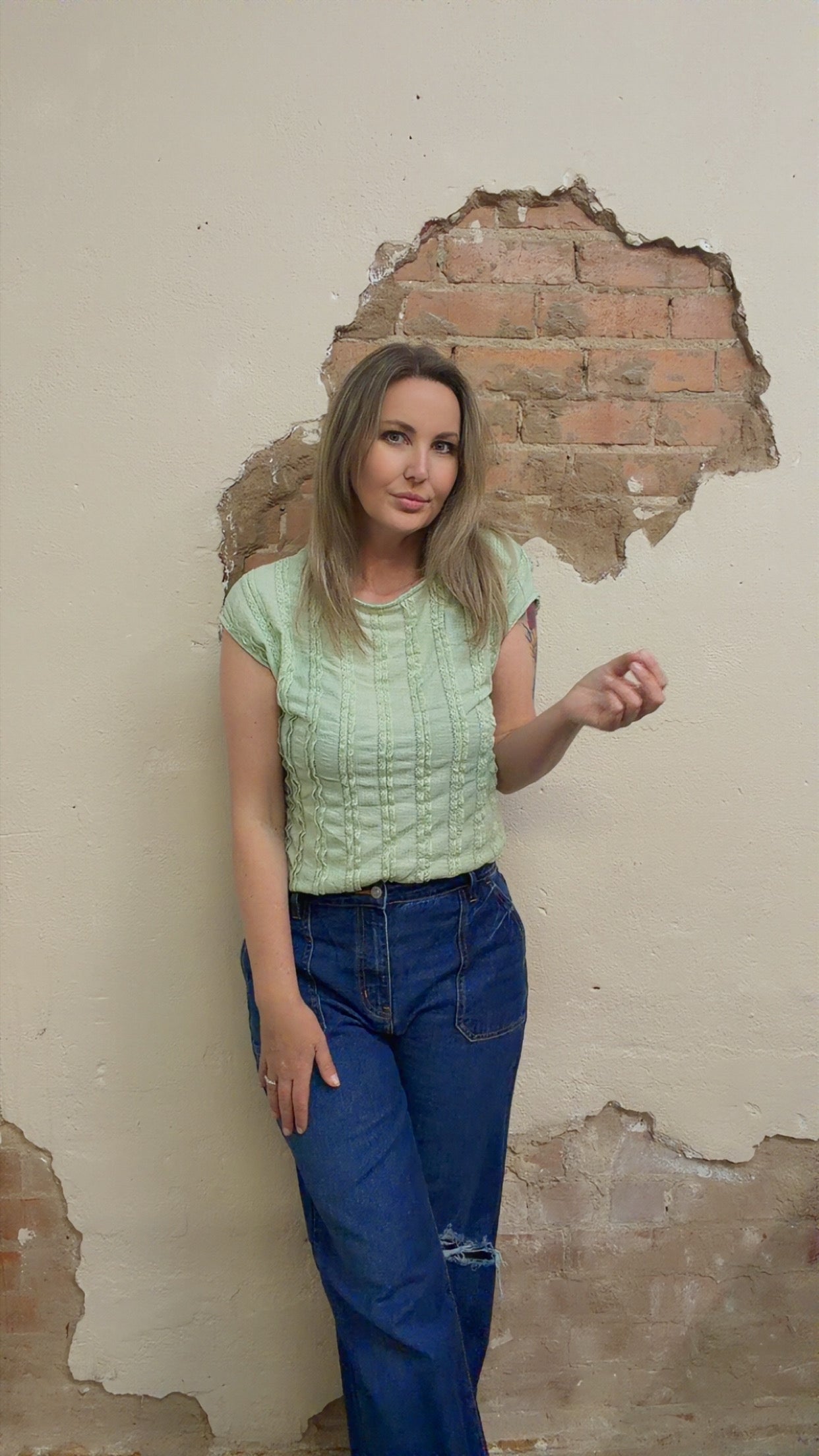 Solid Textured Cap Sleeve Pullover Blouse