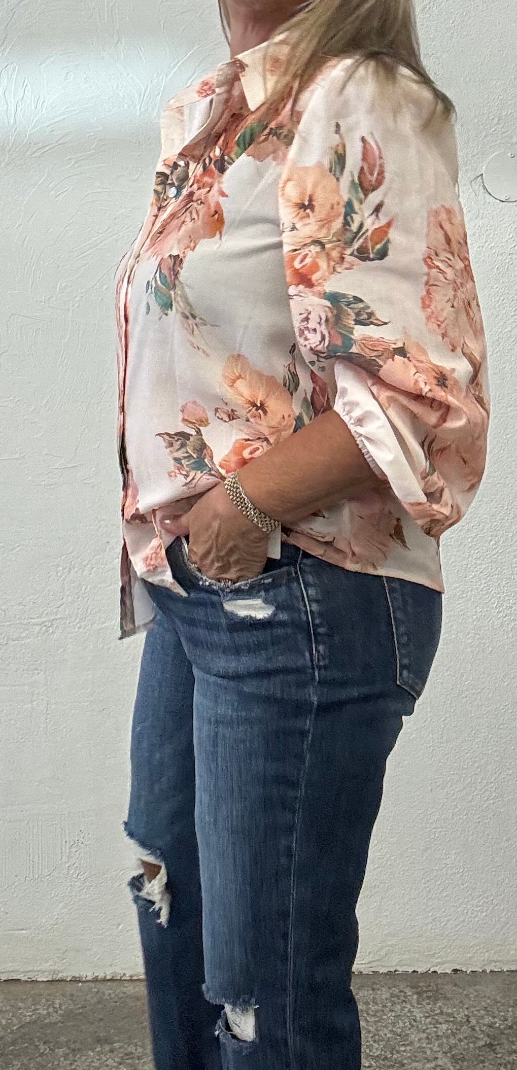 Floral Puff Sleeve Lightweight Shirt (S-XL)