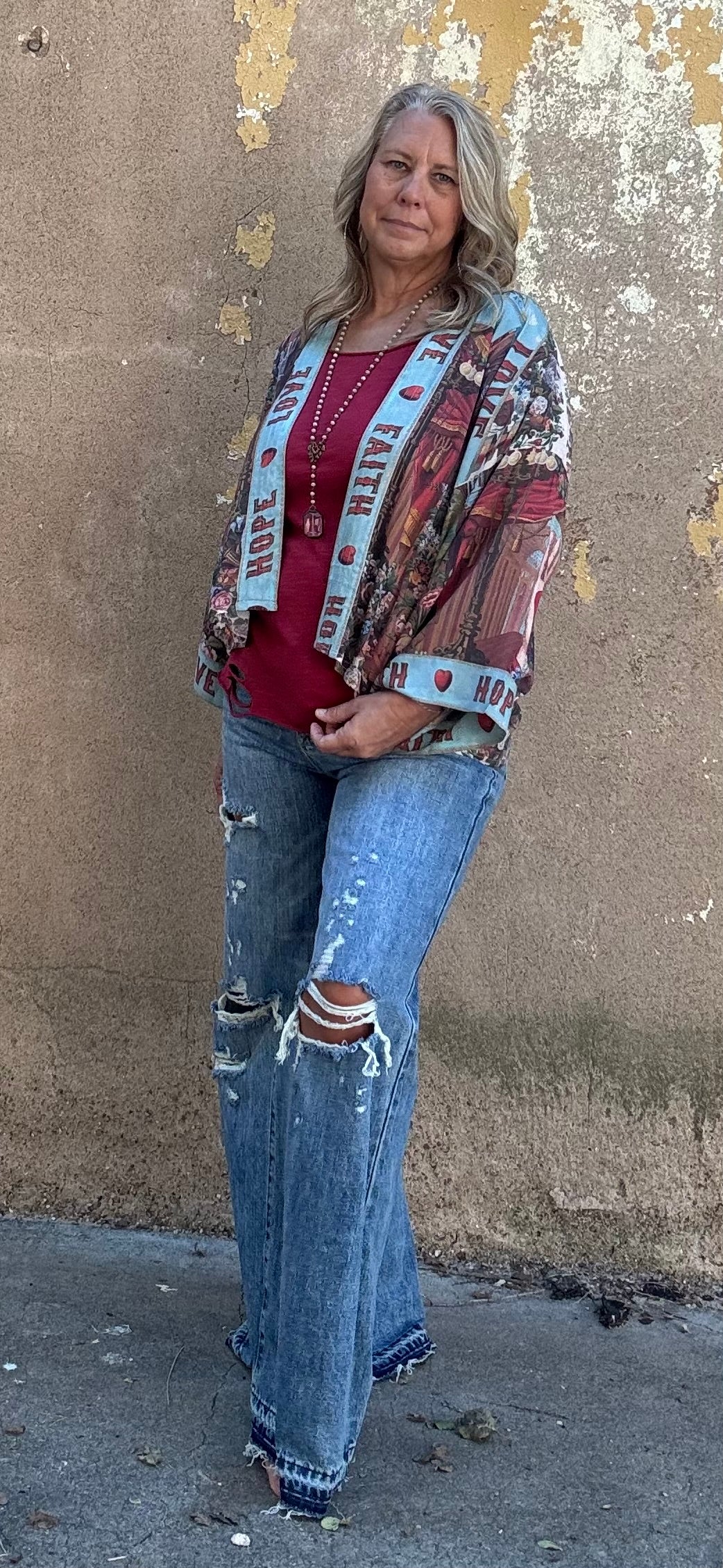 DISTRESSED HIGH RISE RIGID VINTAGE WIDE LEG JEANS