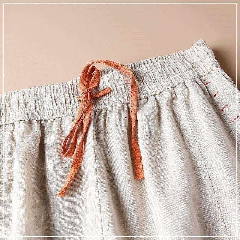 Solid Color Casual Loose Fit Nine-Point Wide Leg Pants