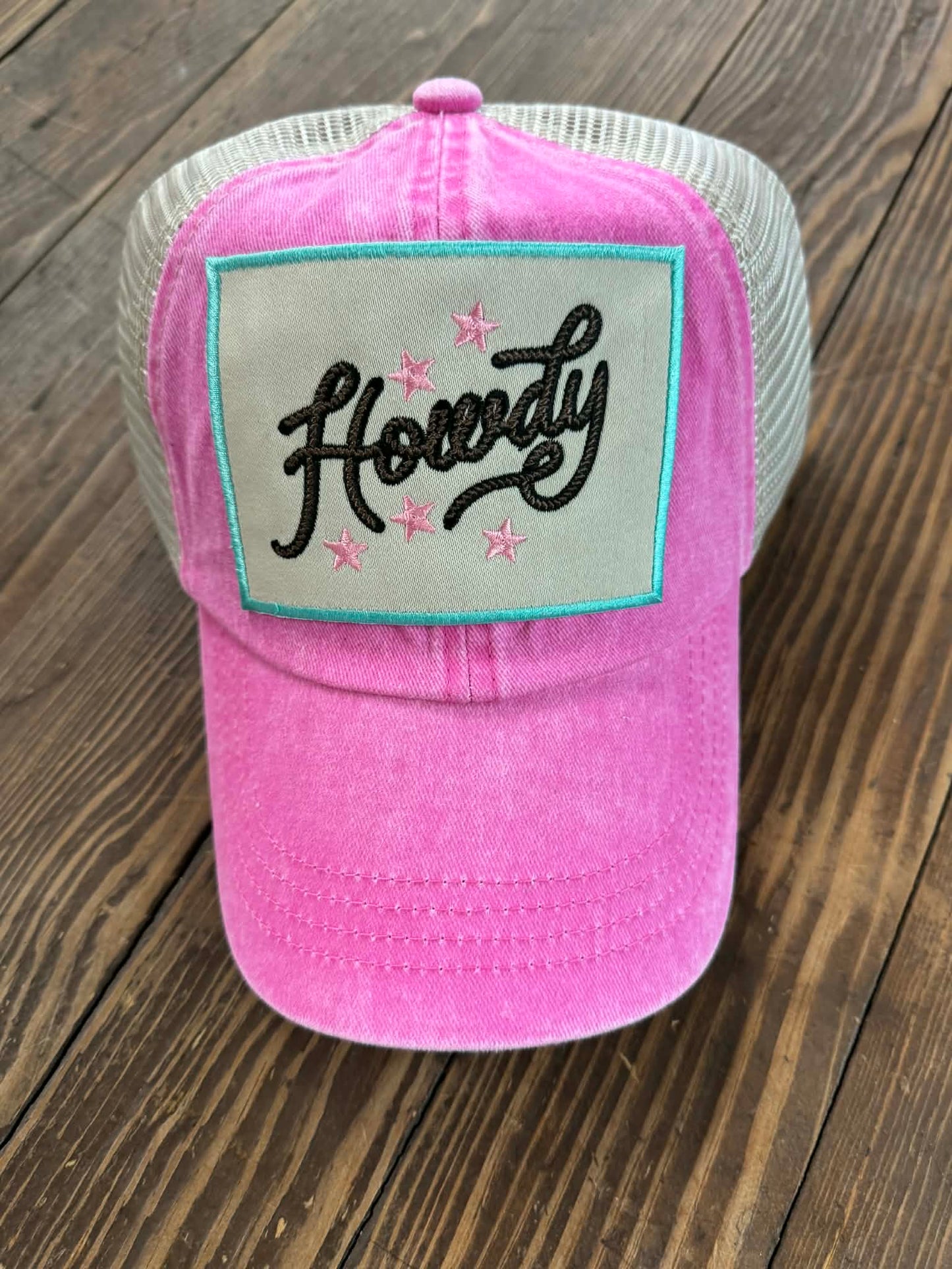 Howdy pink trucker hat