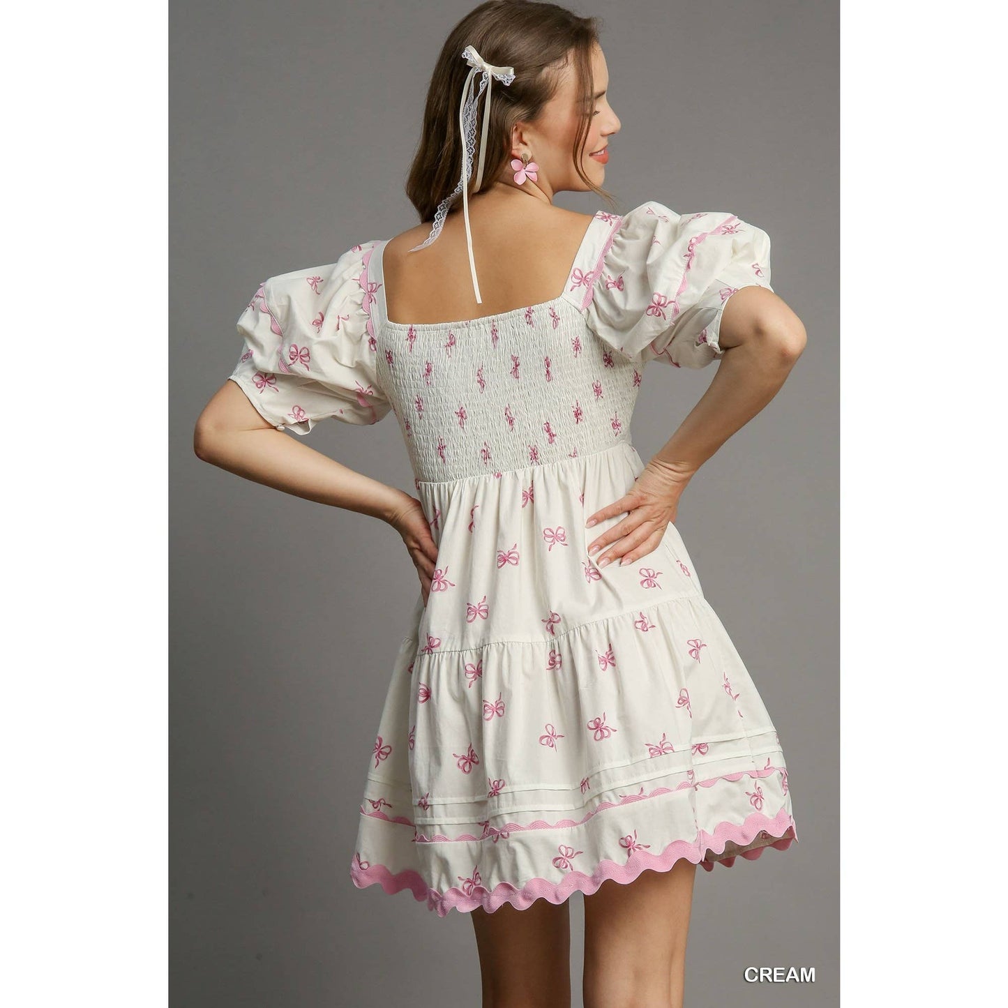 Tiered Bow Print Short Dress