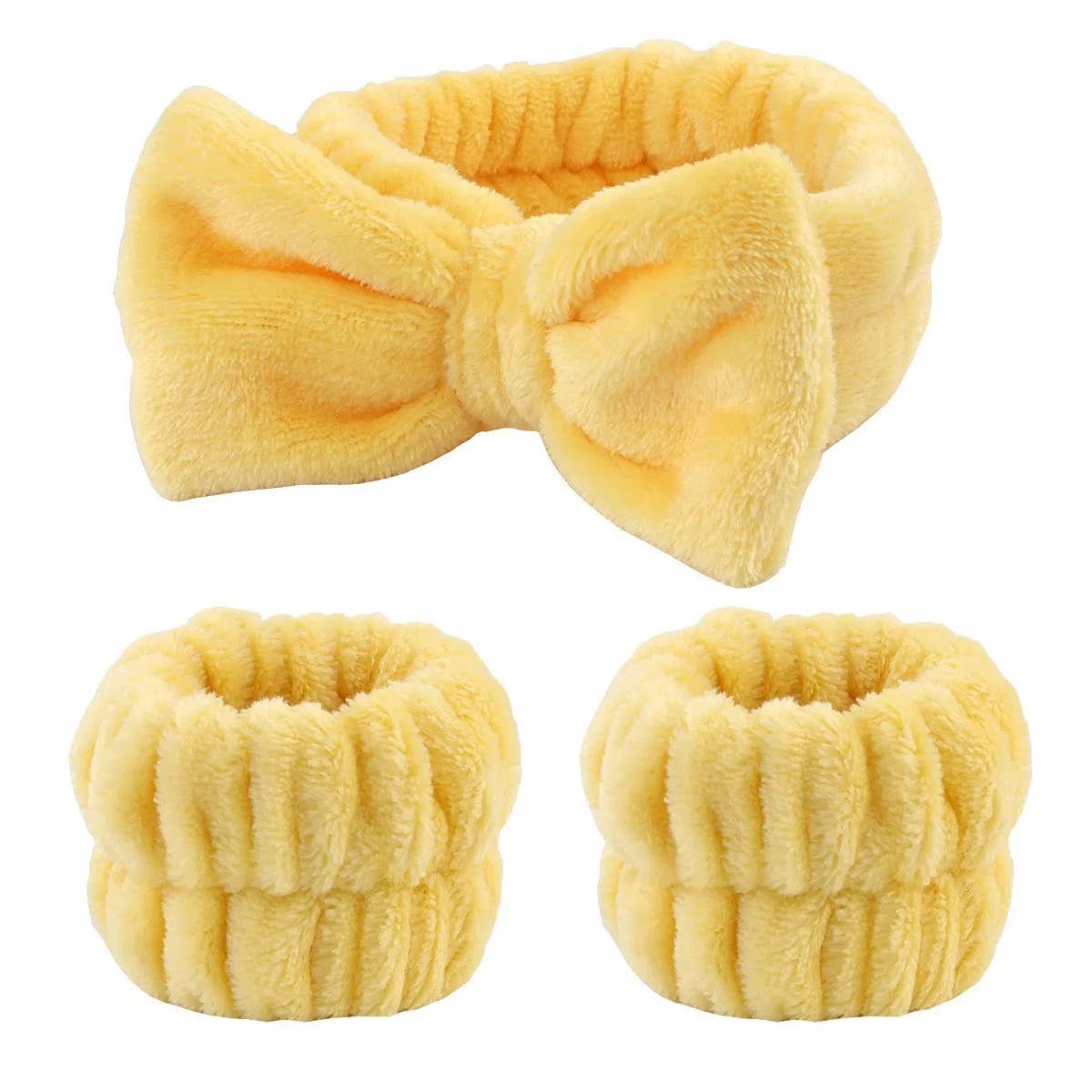 Bow Headband & Wristband Set Self Care Spa Day Yellow