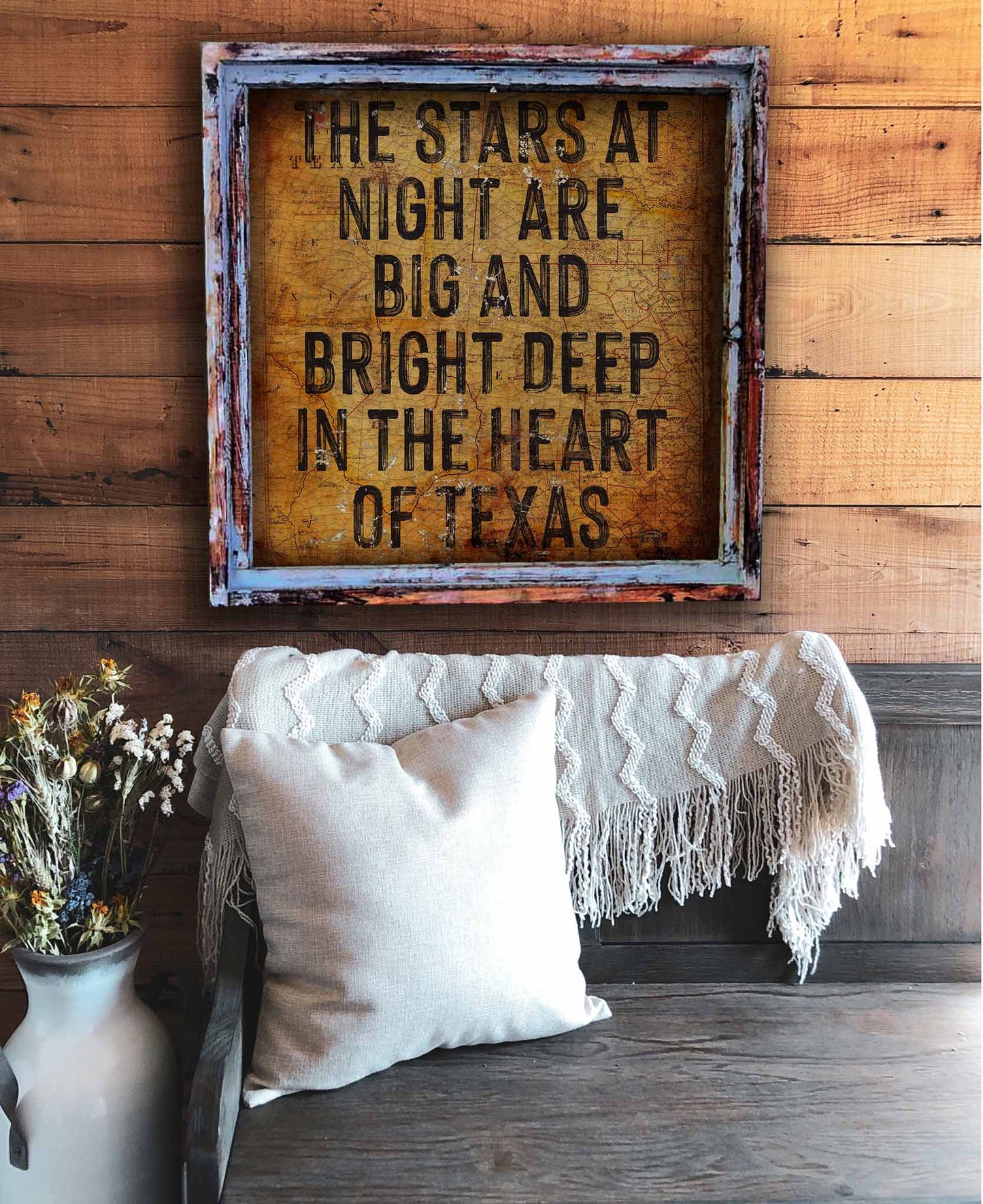 Stars at Night - With a vintage Texas Map background print..